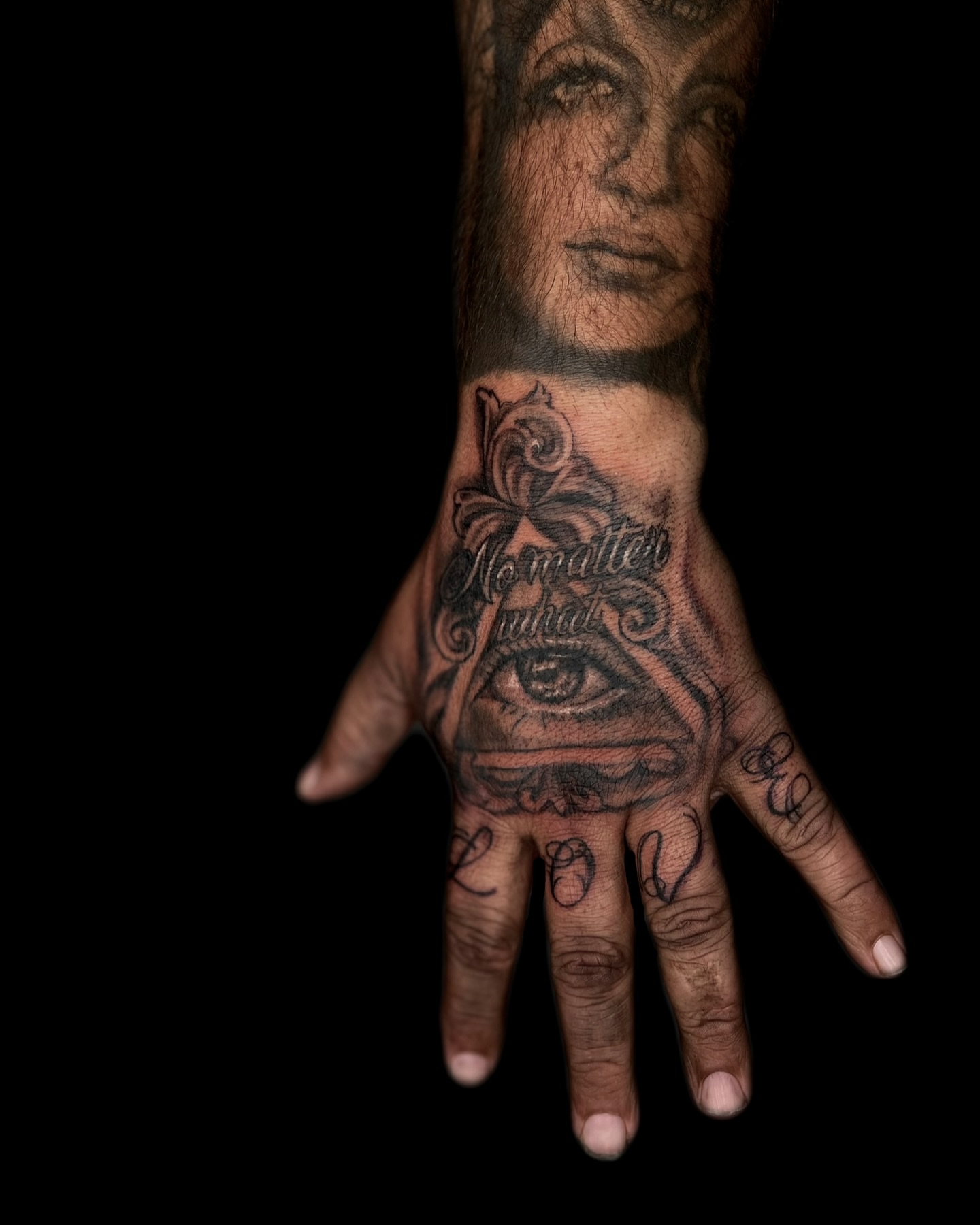 Eye and rose realism tattoo on the hand by Asia Rene Tattoos👑
