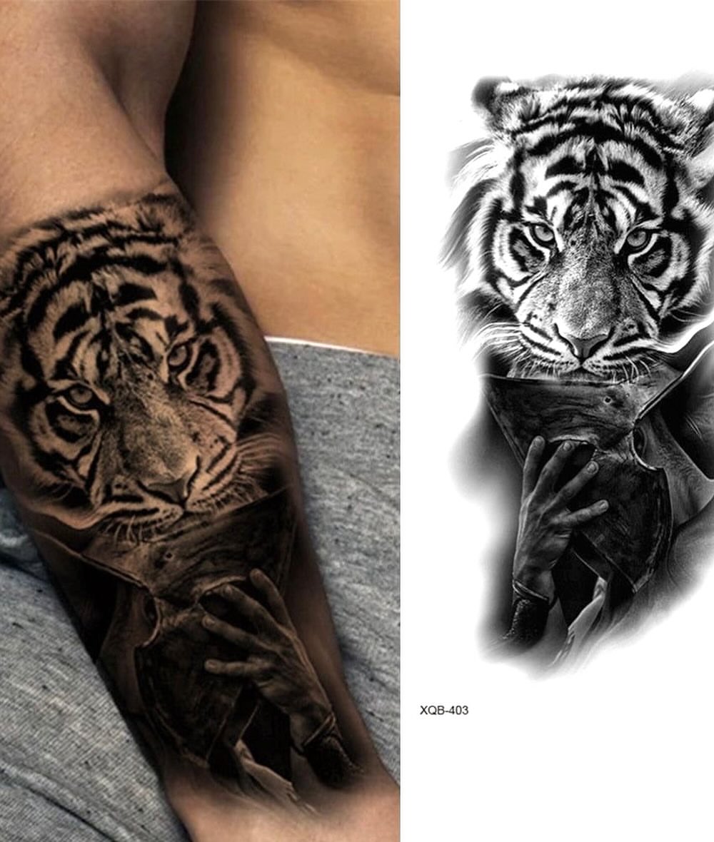 Tiger realism tattoo on the forearm by mia's tattoo, Los Angeles, California