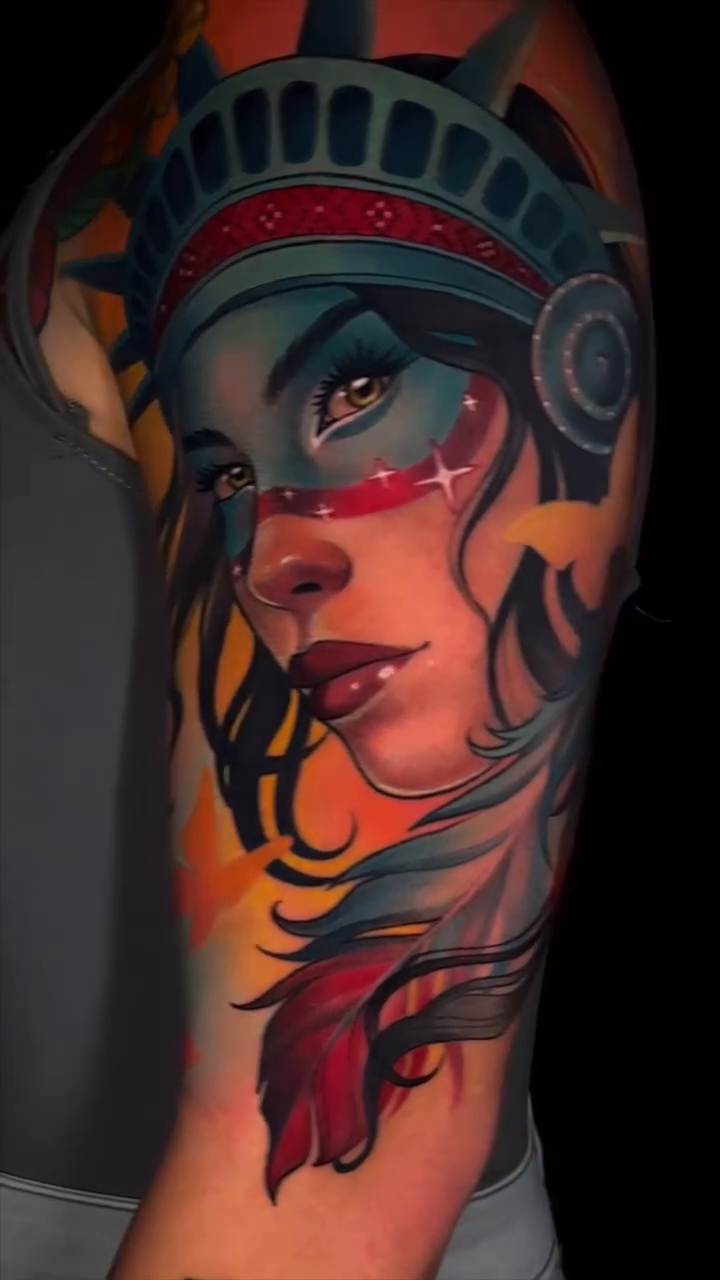 Native American woman realism tattoo by πππΈππ»π΄ππΌπΈ π»πΈπΉπΉπ
ππ