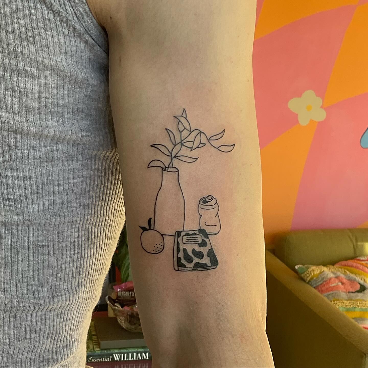 Still life arrangement minimalist tattoo on the forearm by house0fsleep 💤