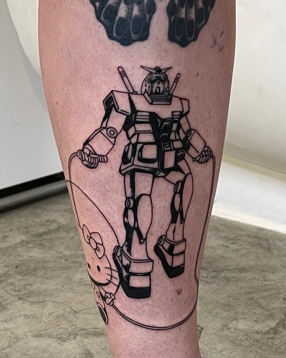 Tattoo by @telephonepole2 — anime, blackwork