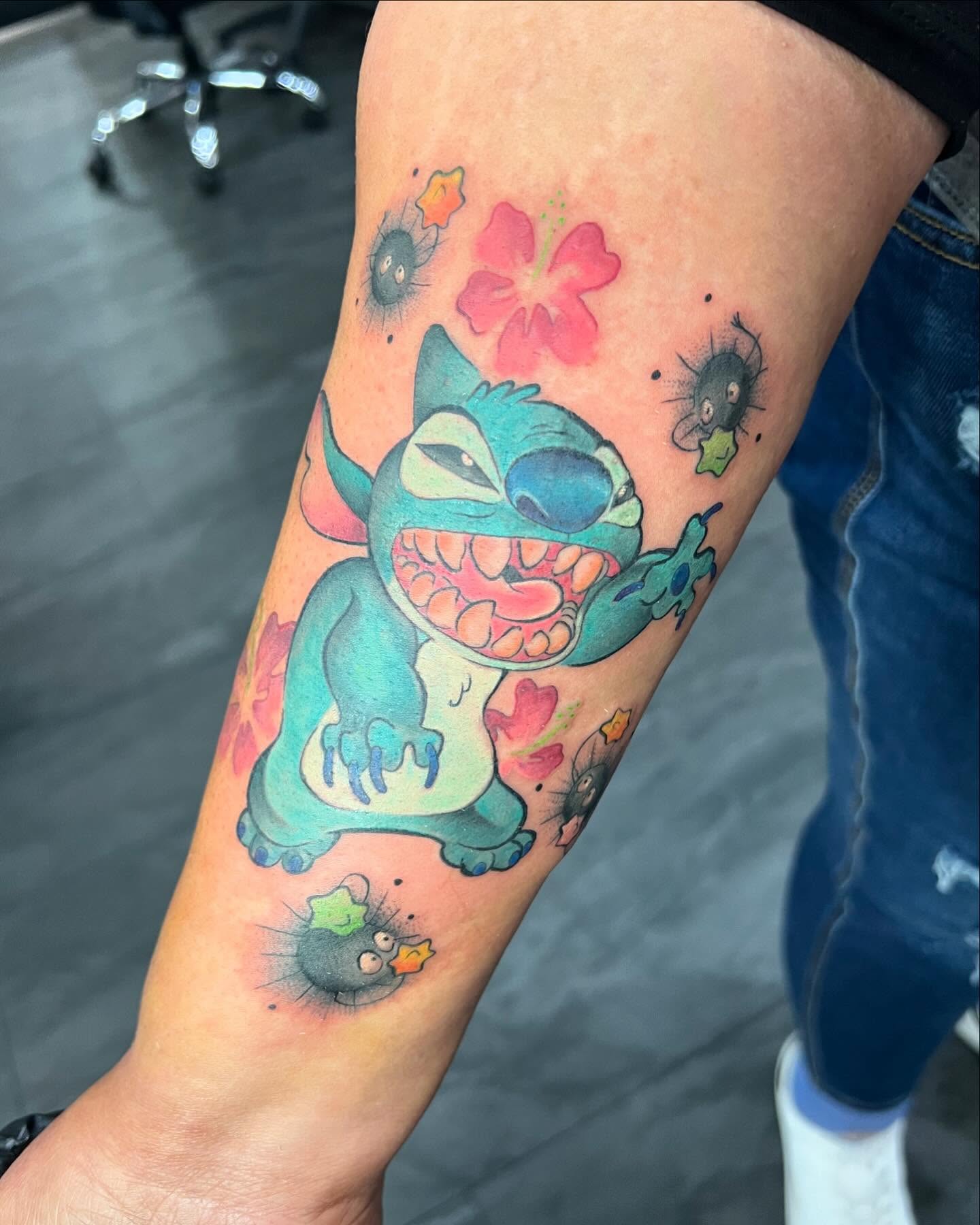 Stitch watercolor tattoo on the forearm by ✨ 𝖘𝖙𝖆𝖇 𝖘𝖙𝖆𝖇 𝖘𝖙𝖆𝖇 ✨