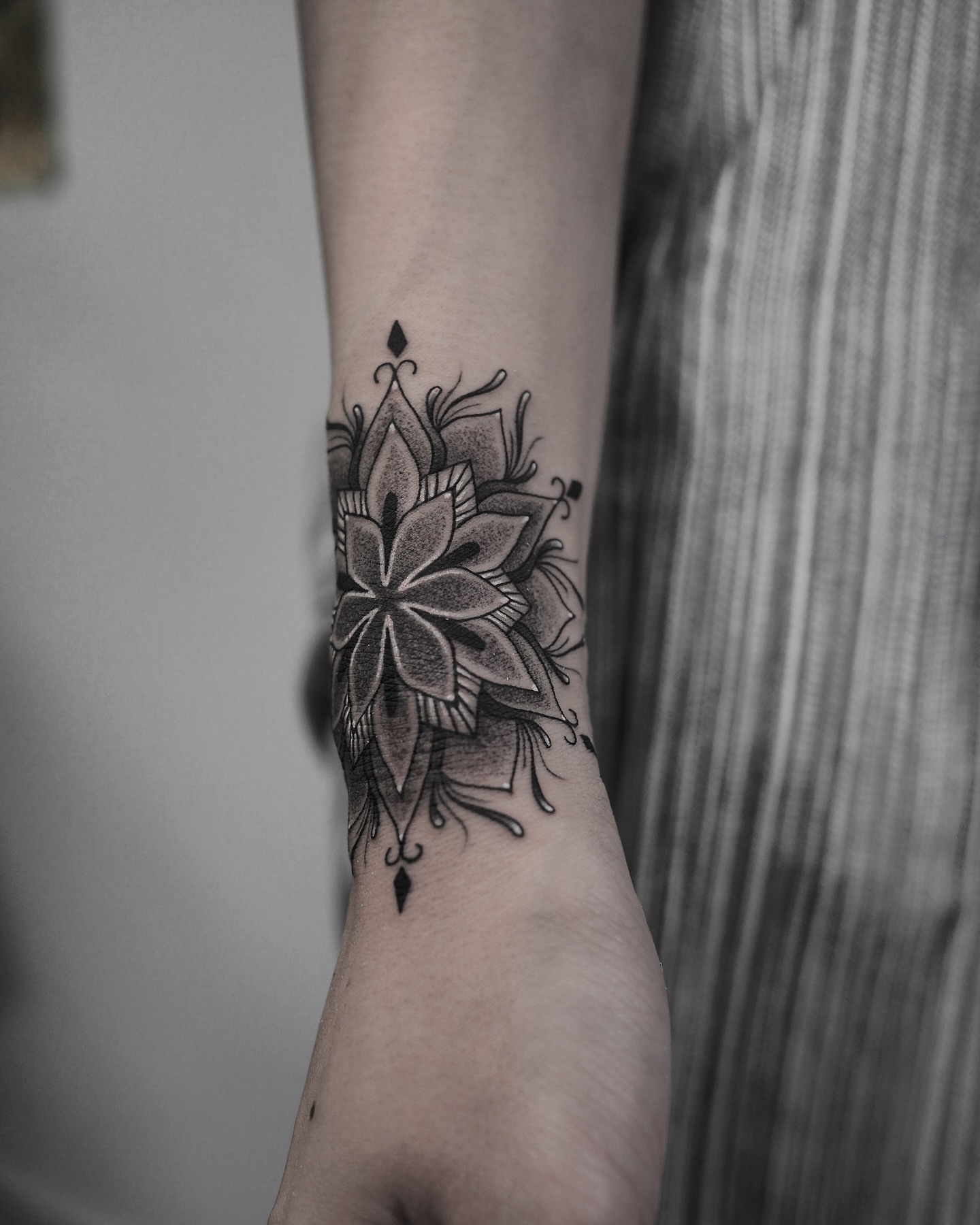 Tattoo by @jimmyyuen — dotwork, black_and_grey