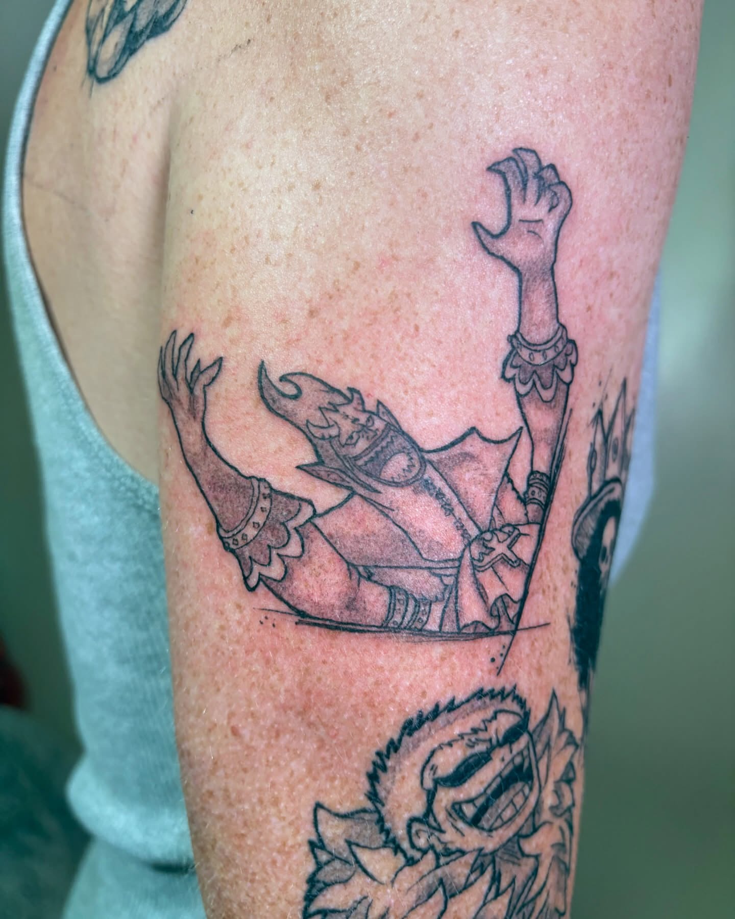 Pirate black and grey tattoo on the forearm by Shampooh