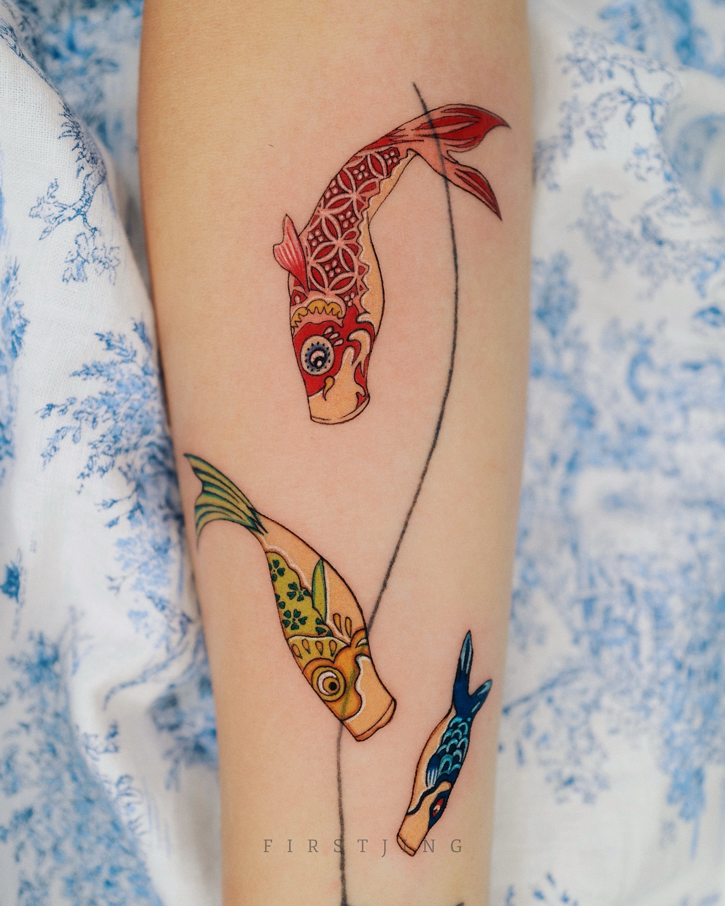 Koi fish japanese irezumi tattoo on the forearm by Seattle