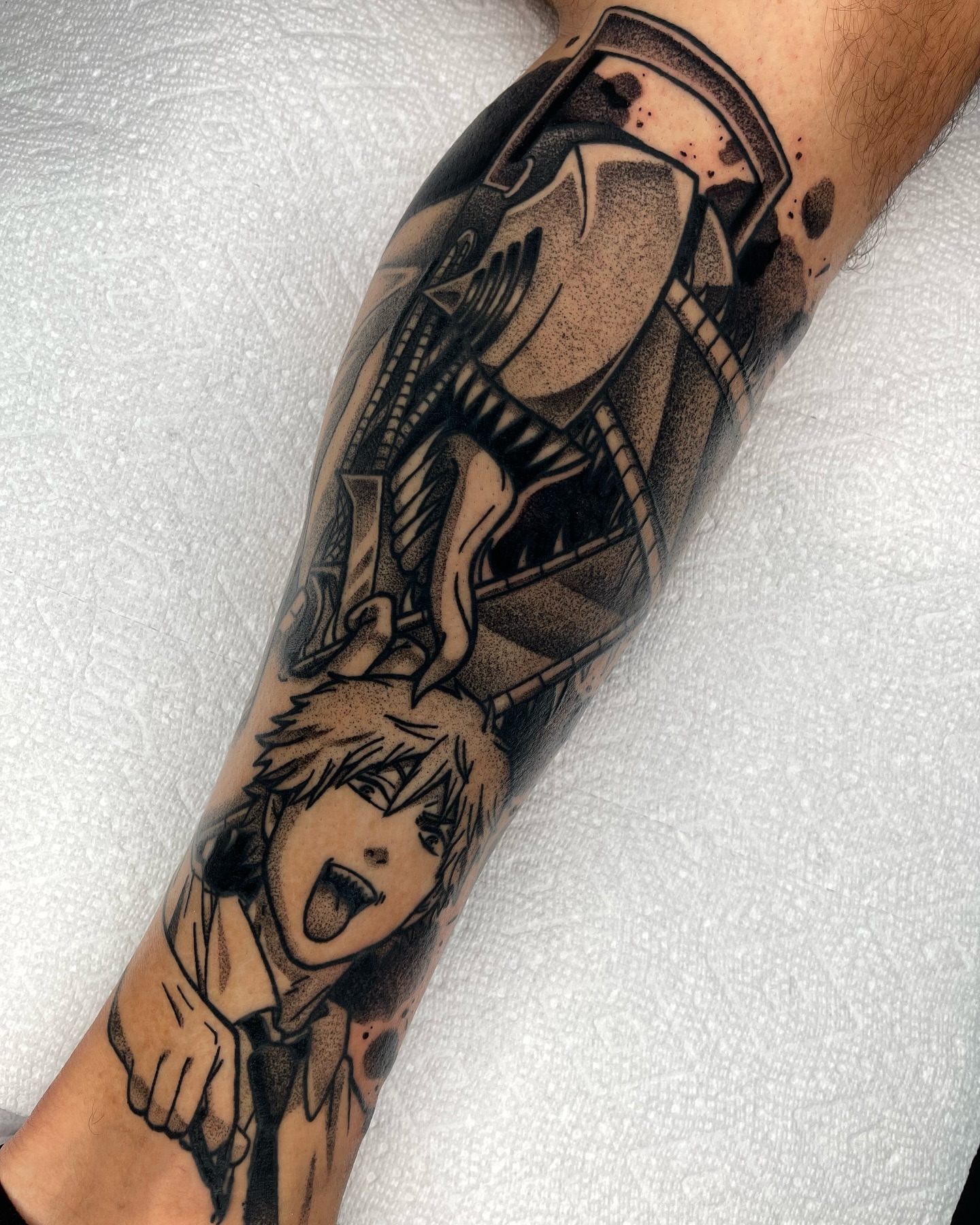 Anime character anime tattoo on the forearm by Anastasia Vives