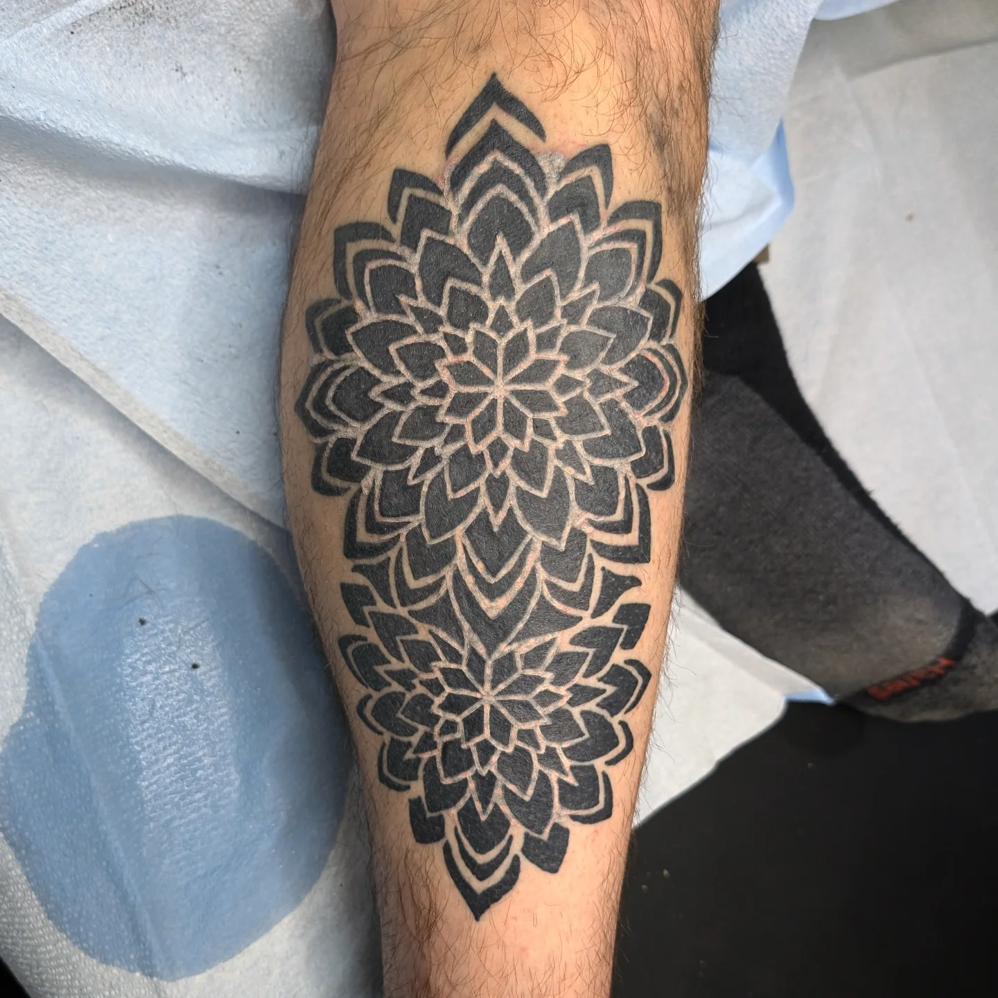 Geometric mandala geometric tattoo on the forearm by Jamie Yuu, Minneapolis, Minnesota
