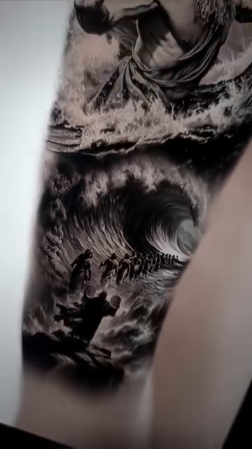 Poseidon commanding the sea realism tattoo by Xavier NYC TATTOO ARTIST