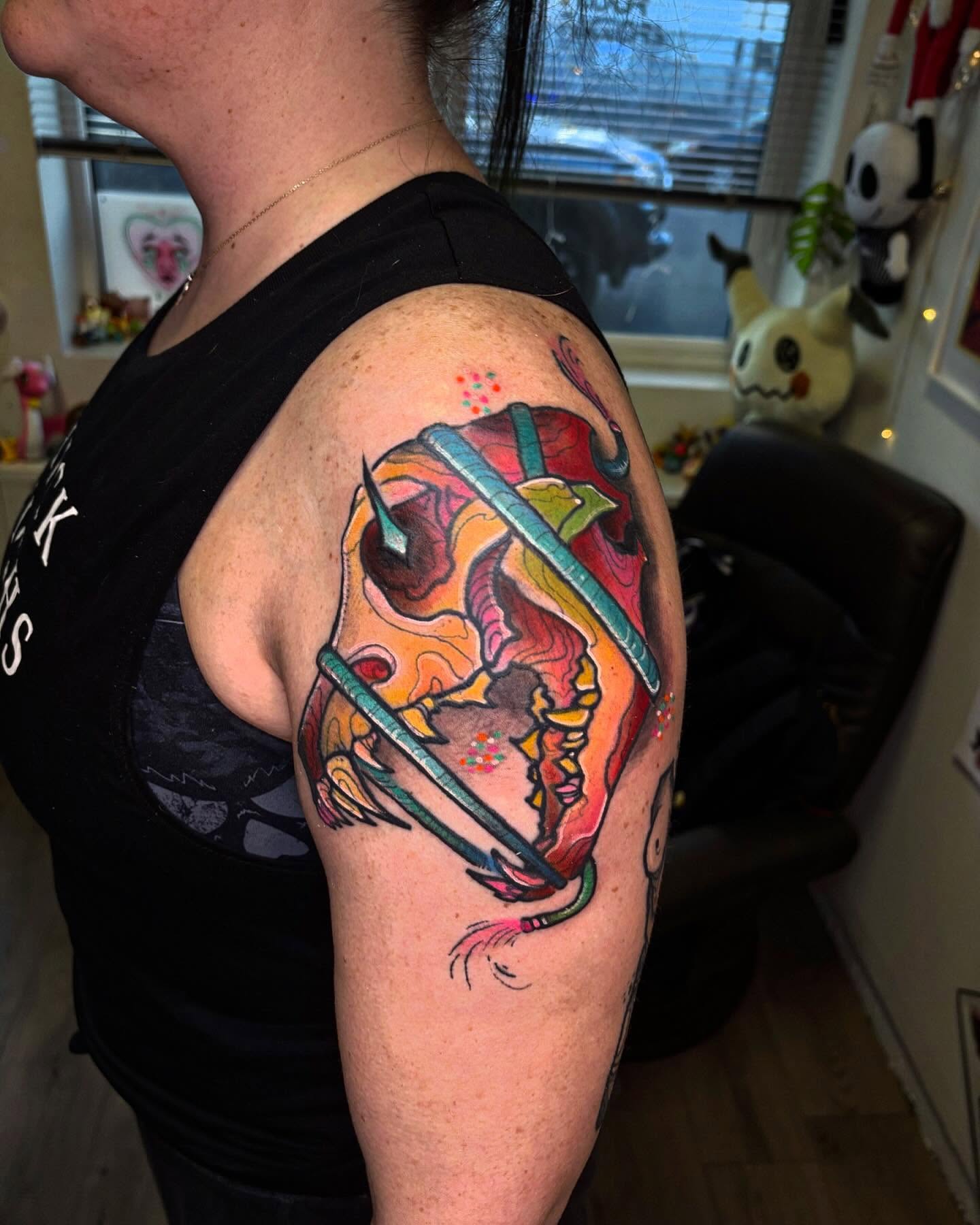 Tattoo by @twinleaftattoo — dotwork, surrealism