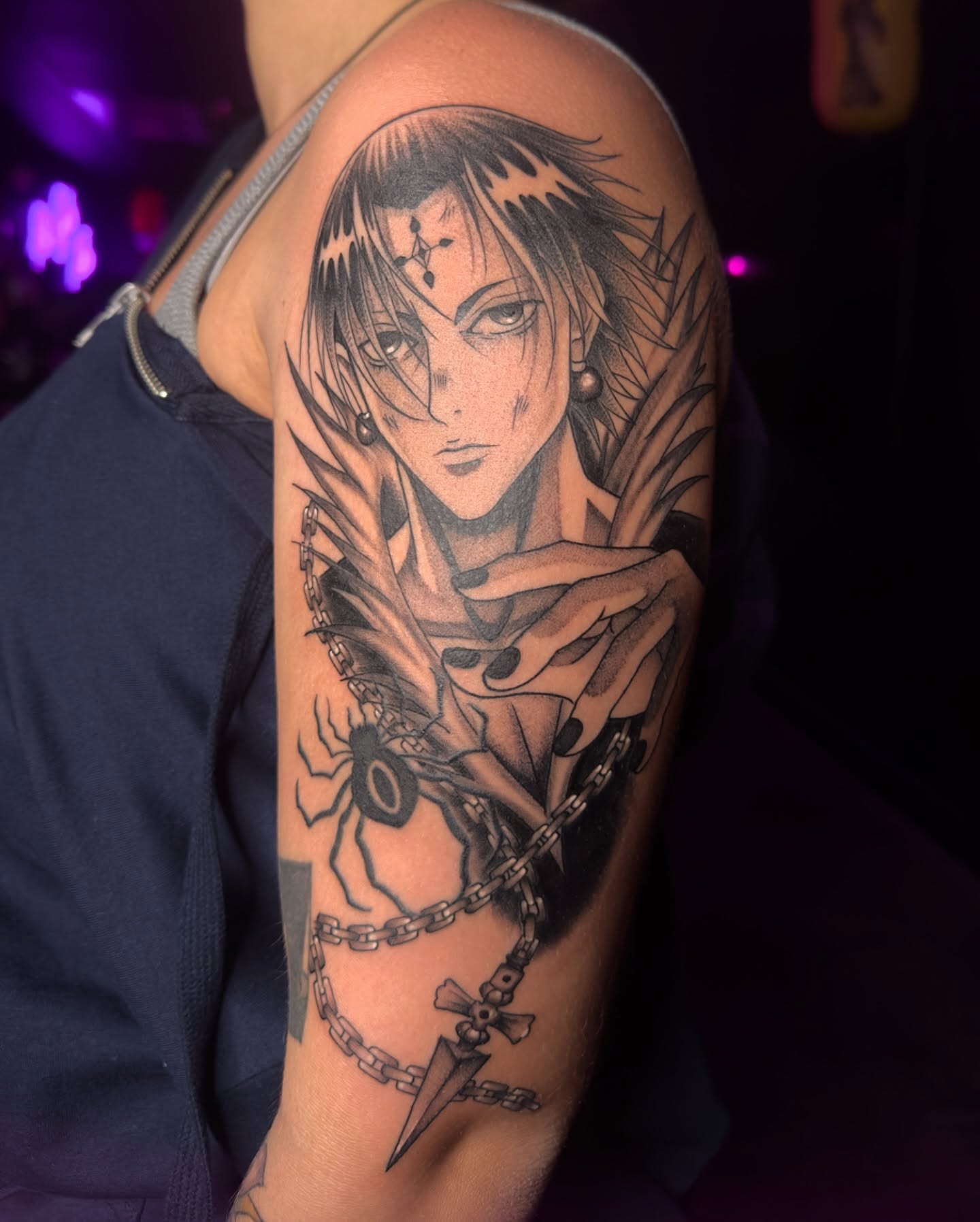 Tattoo by @deaddfred — anime, black_and_grey