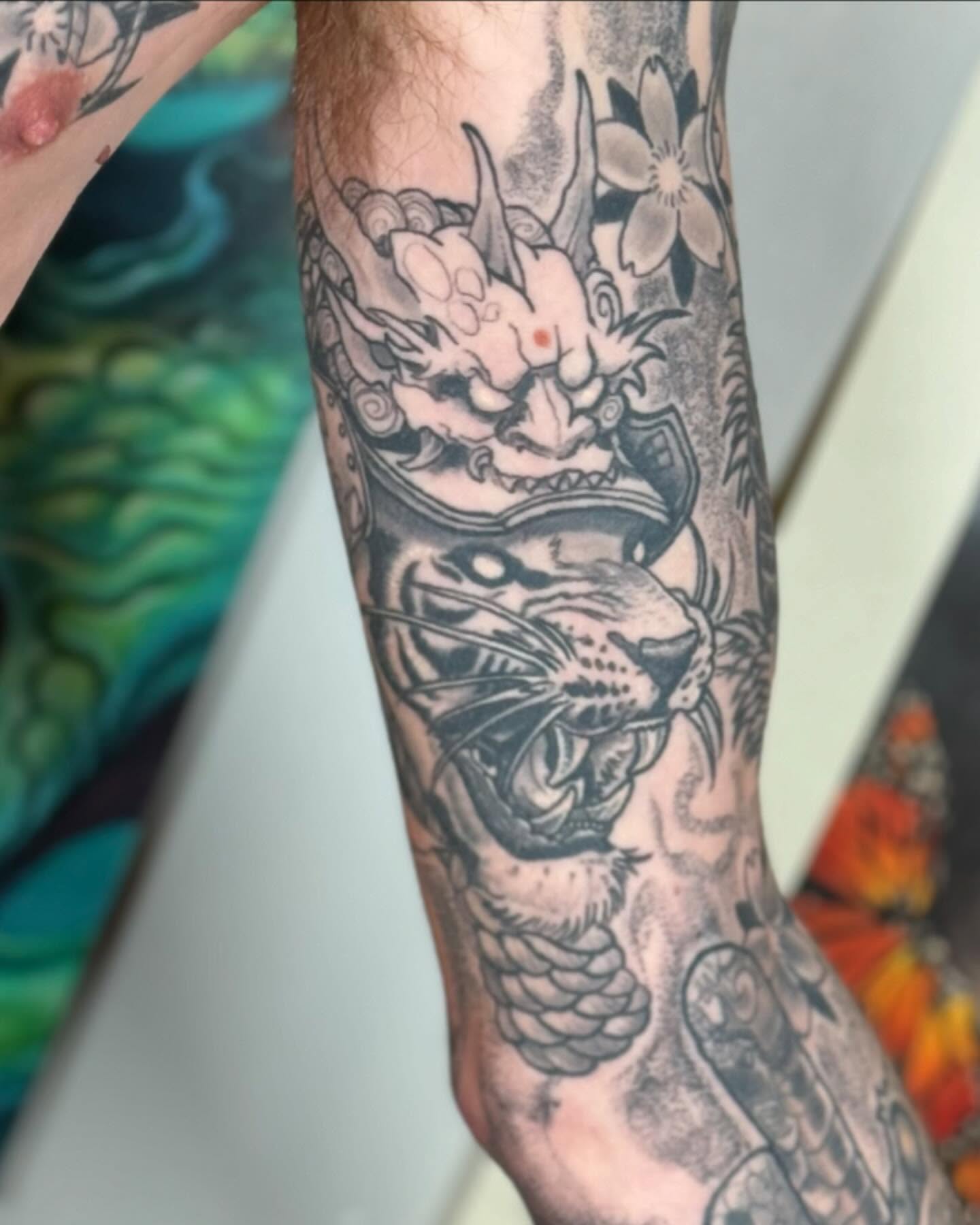 Tattoo by @artjunkiedc — black_and_grey, japanese_irezumi