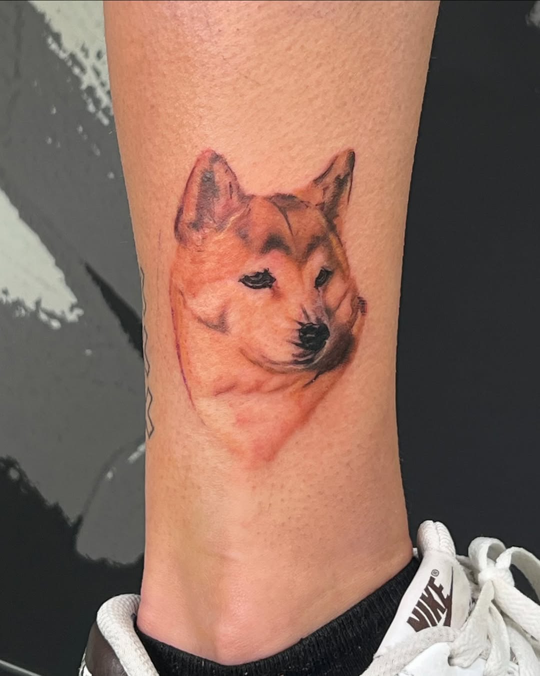 Dog portrait realism tattoo on the forearm by Stefany🩸