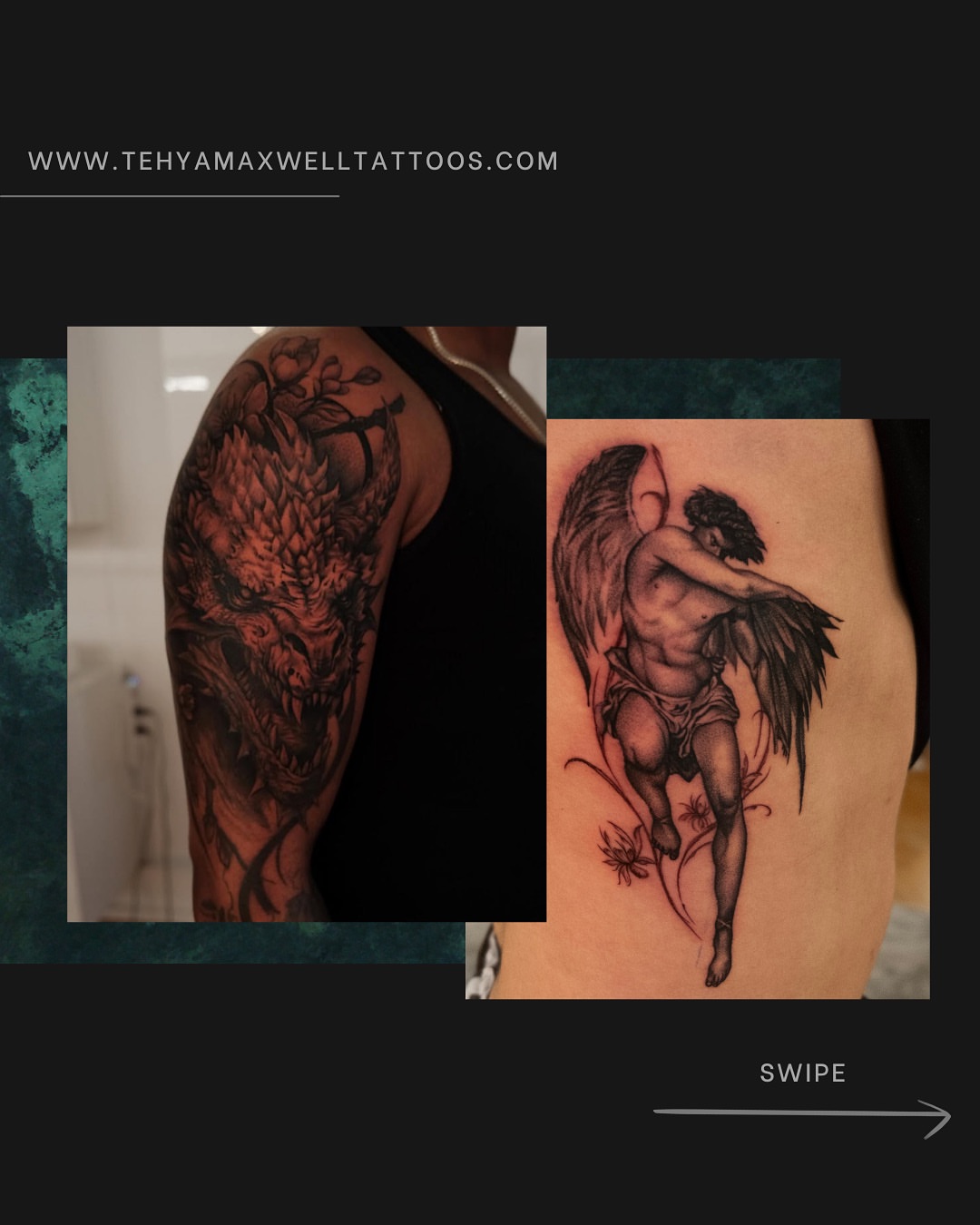 Dragon American traditional tattoo on the upper arm by Ohio Tattoo Artist - Tehya Maxwell, Springfield, Ohio