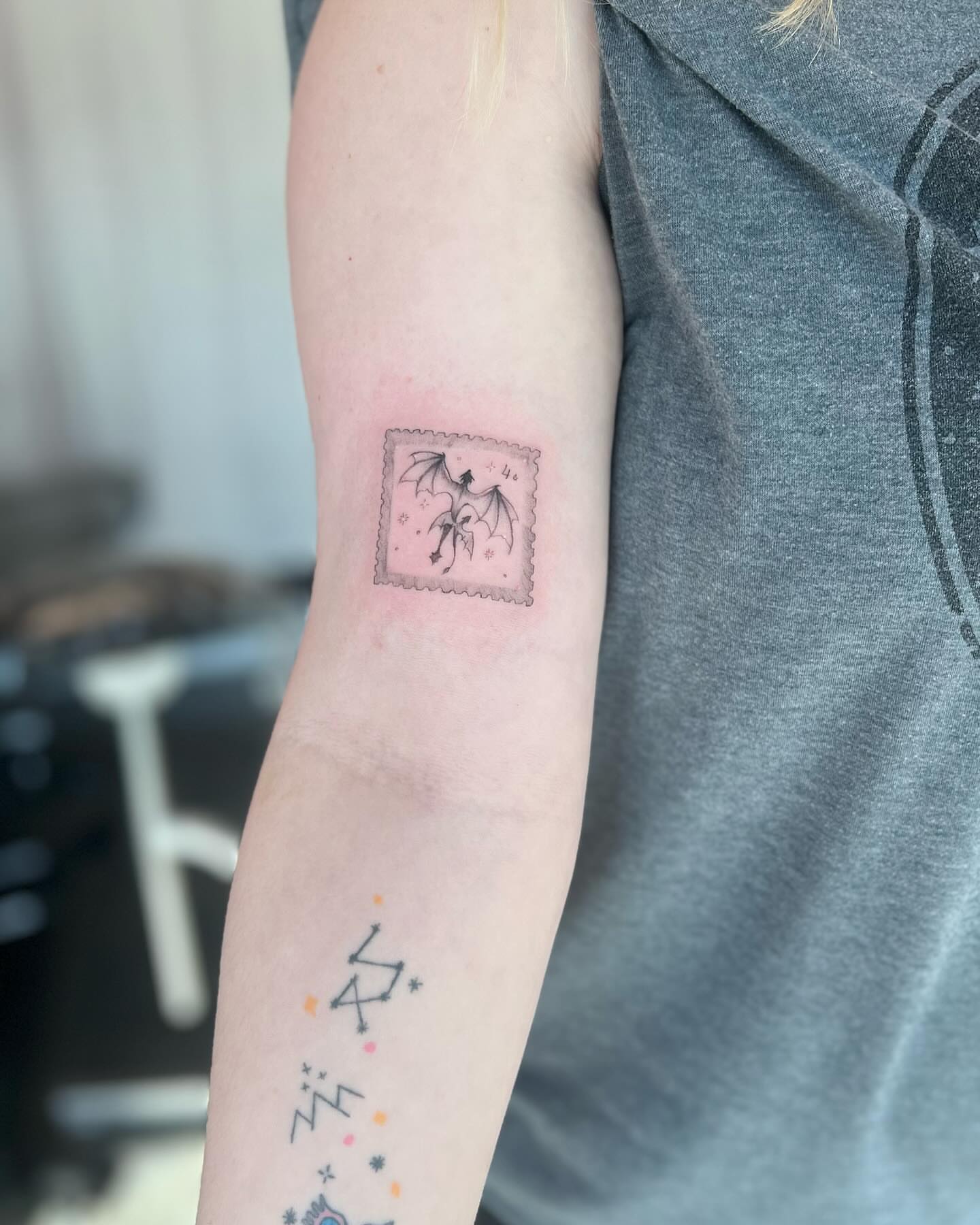 Tattoo by @tattsbykat_ — dotwork