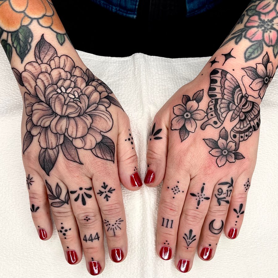 Tattoo by @emilyluxtattoos — black_and_grey, fine_line