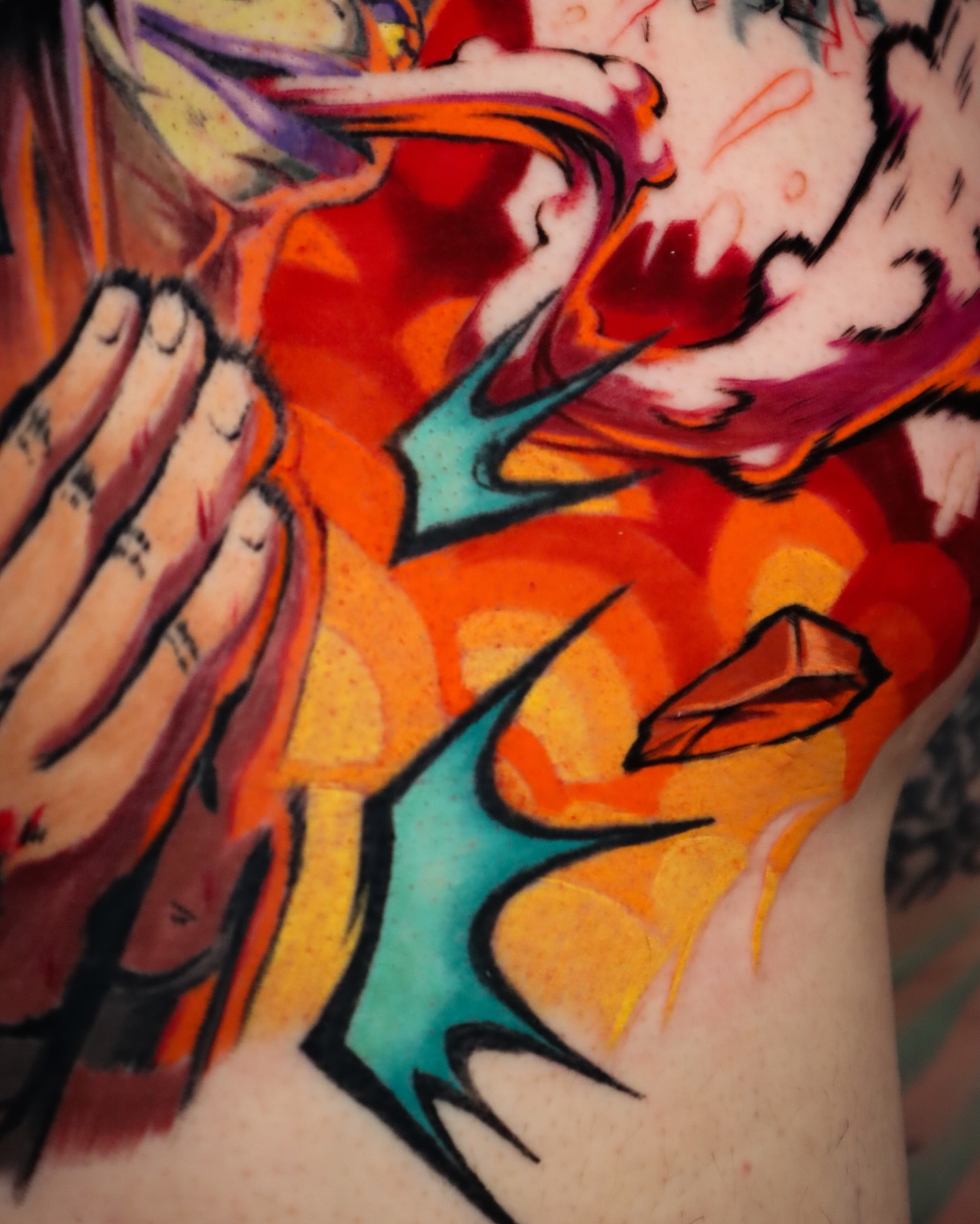 Abstract expressionist tattoo on the upper arm by Jesús Blones - Tattoo Artist, Norwalk, Connecticut