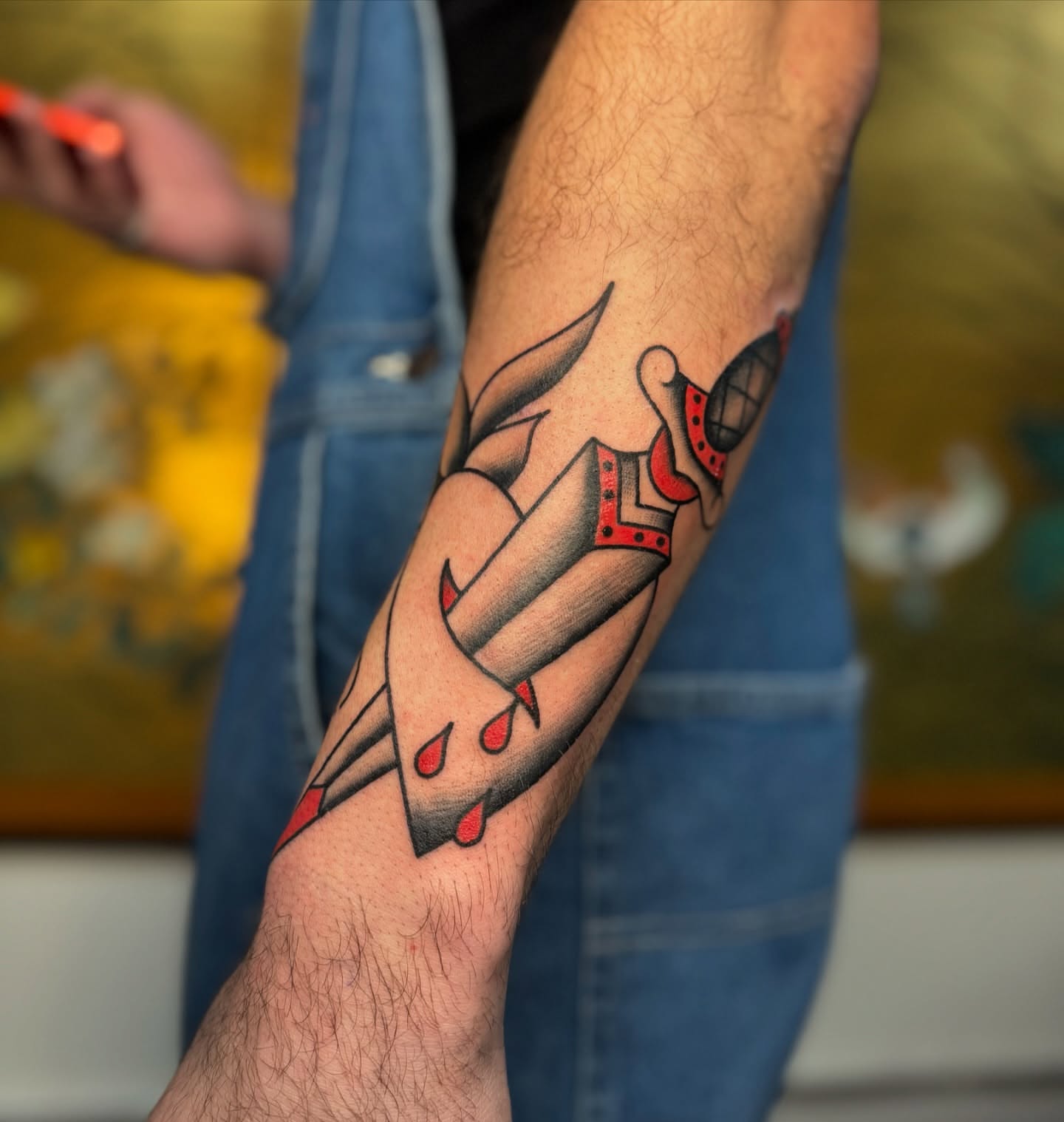 Anchor and crown American traditional tattoo on the forearm by Mazie