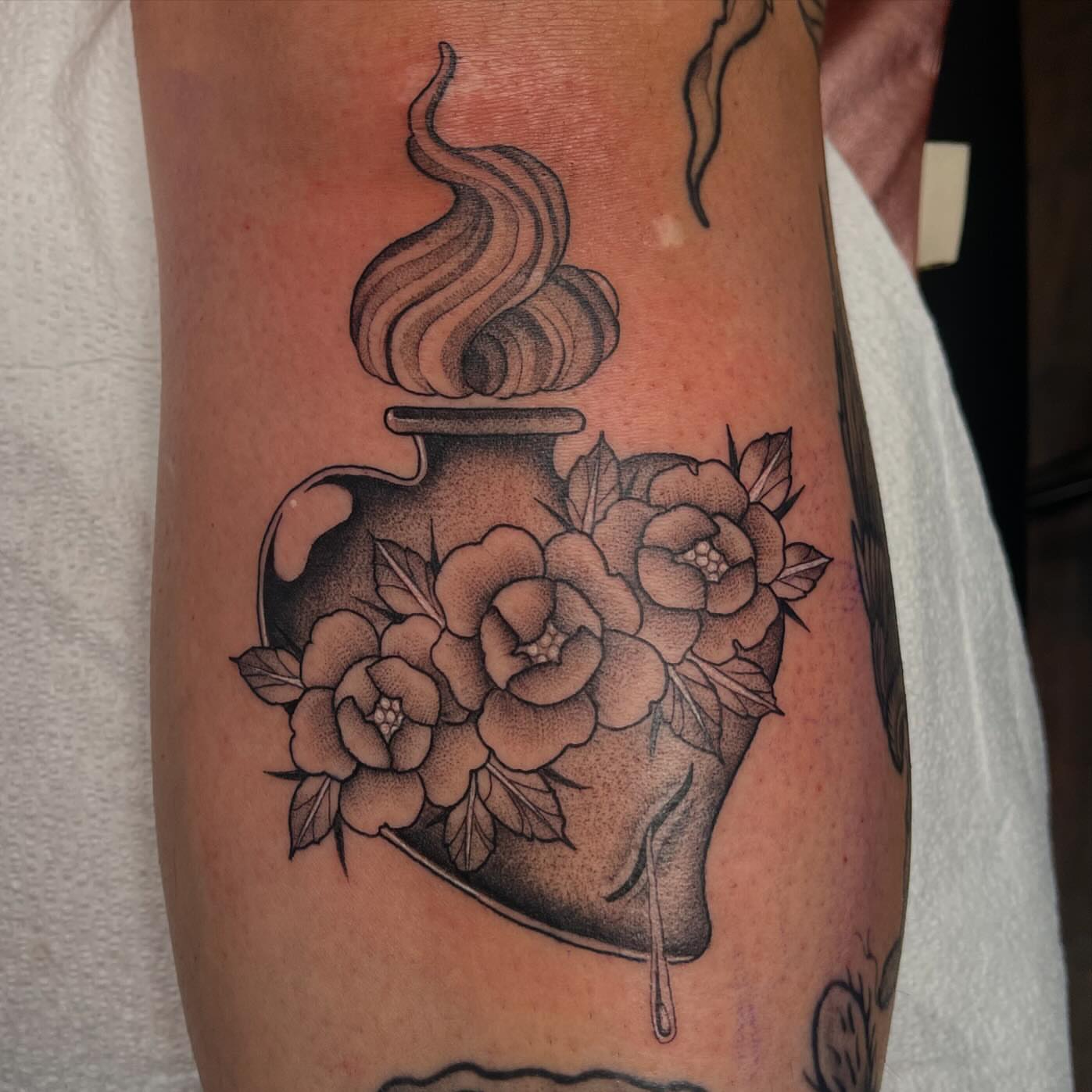 Tattoo by @softnddirty — dotwork, black_and_grey
