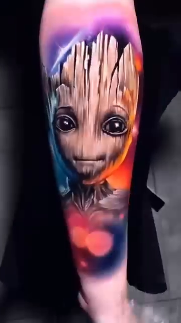 Groot from Guardians of the Galaxy realism tattoo by Francis nieves, Miami, Florida