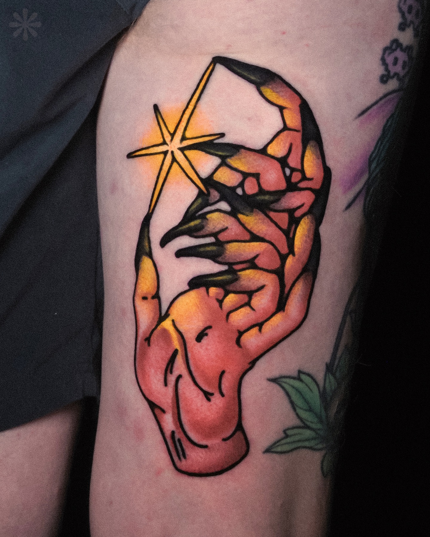 Fist with star American traditional tattoo on the forearm by Last Year Of Disaster