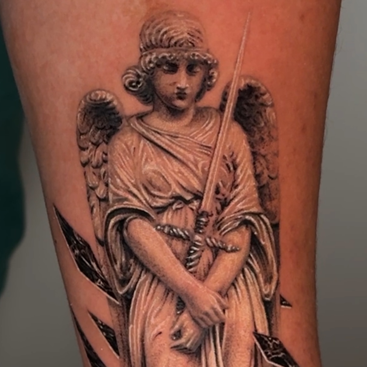 Tattoo by @everonwardink — black_and_grey, realism