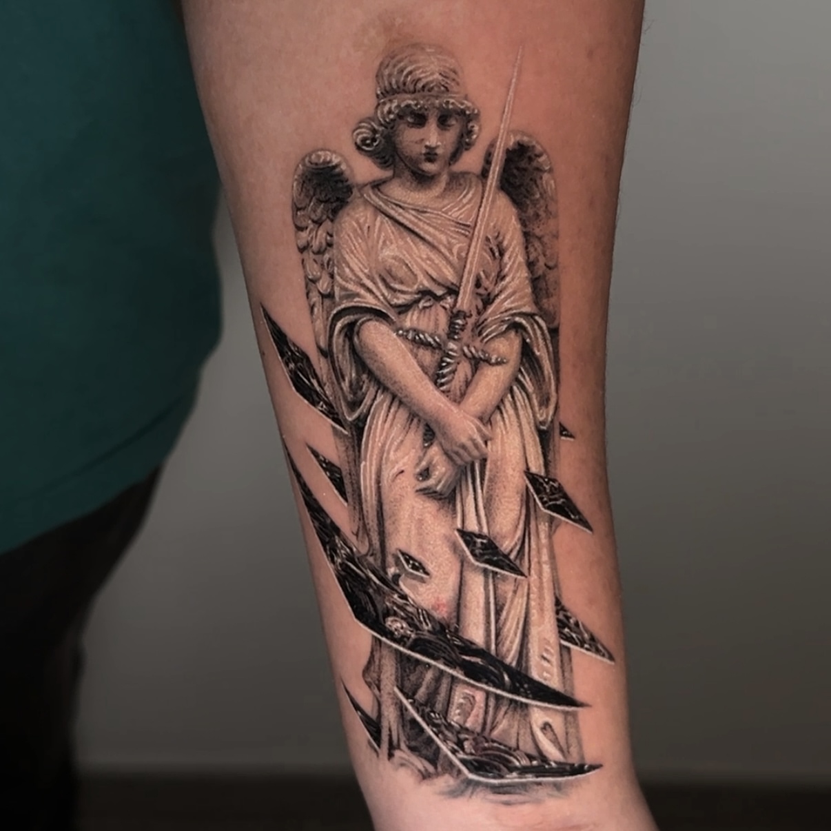 Tattoo by @everonwardink — black_and_grey, realism