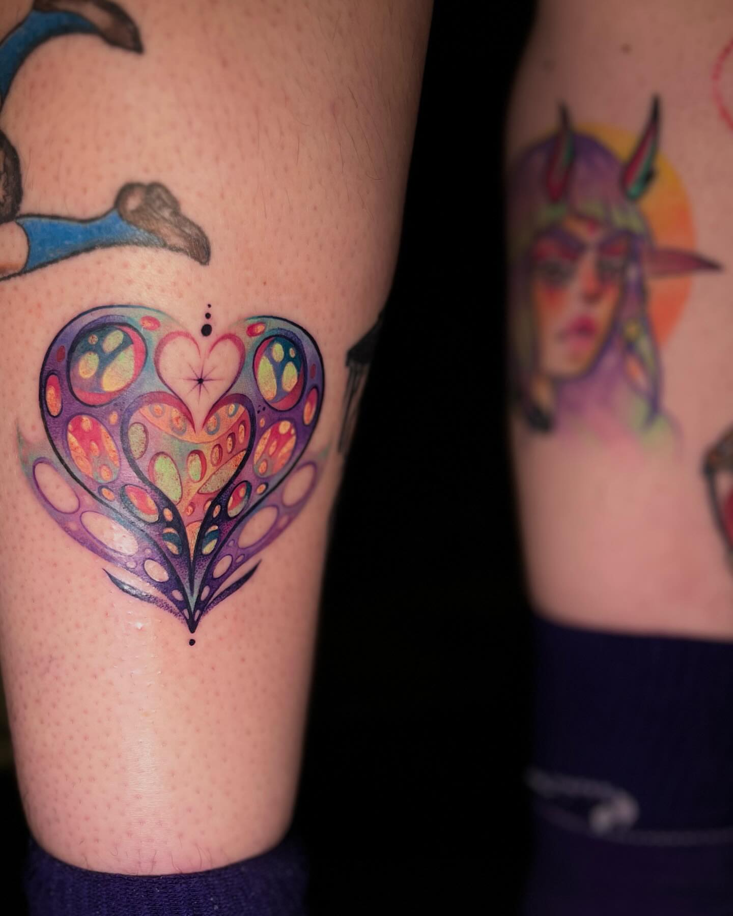Abstract heart dotwork tattoo on the forearm by Mattison Fire 🔥Tallahassee Tattoo Artist