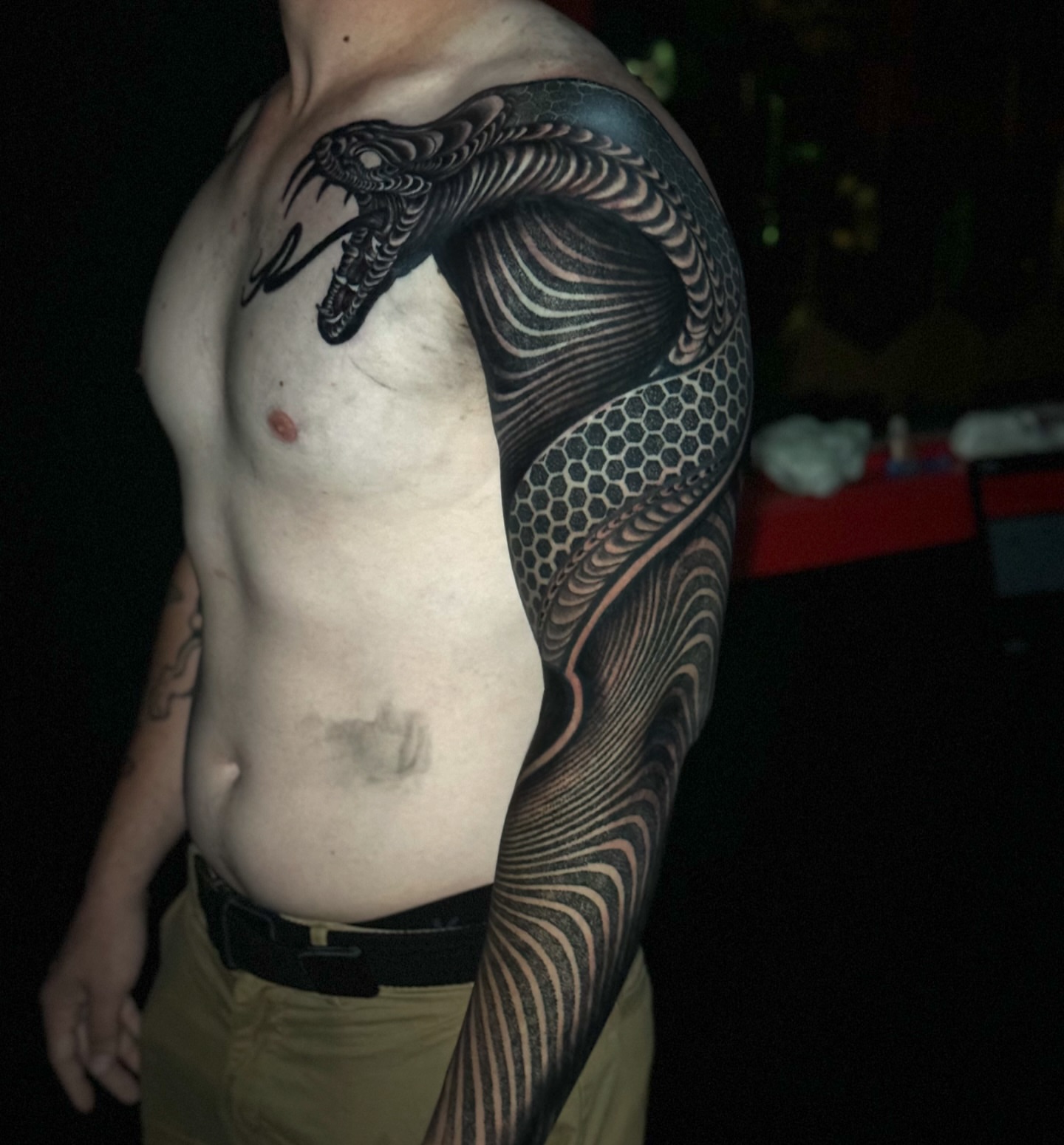 Tattoo by @jordanrookustattoo — black_and_grey, geometric
