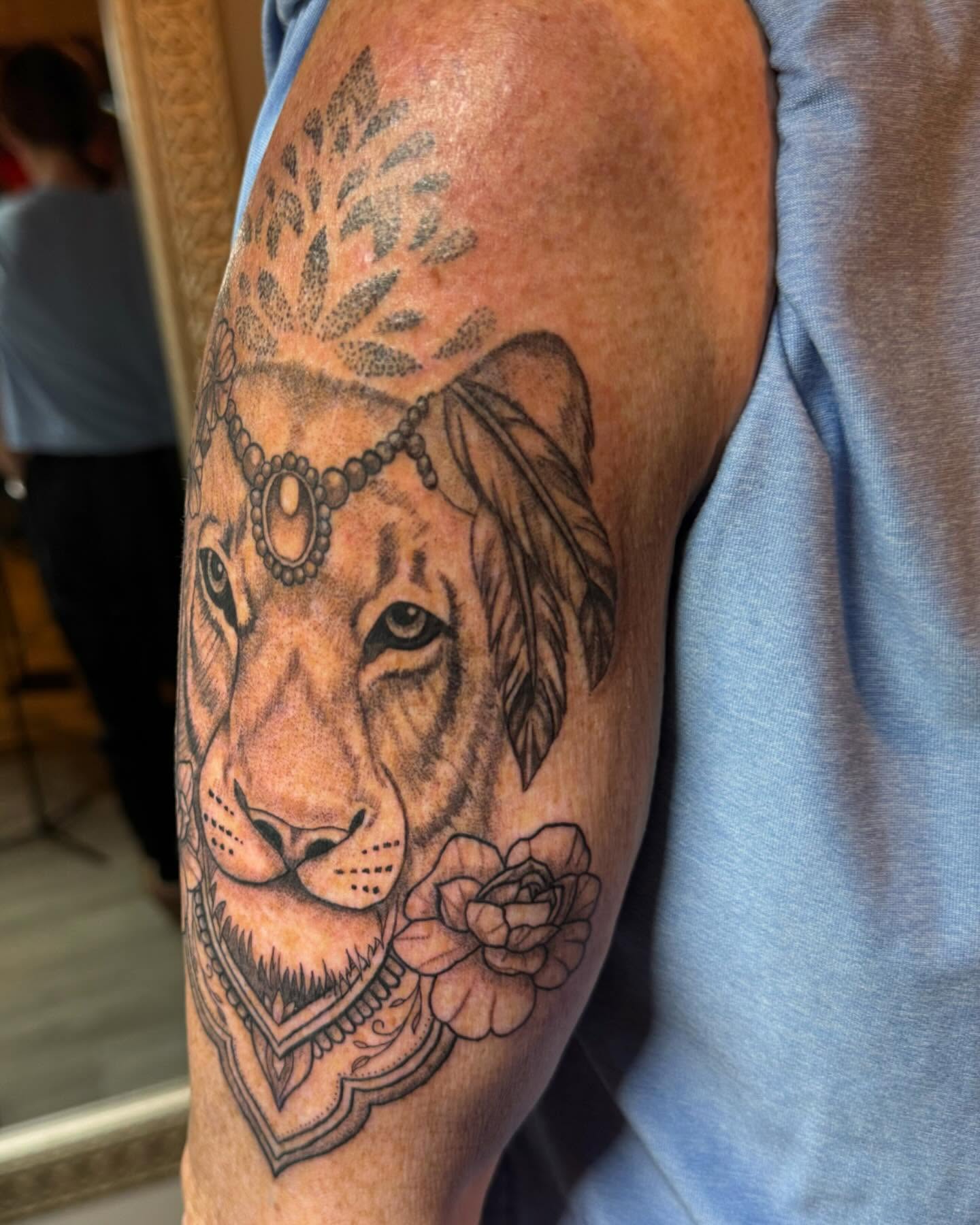Lion realism tattoo on the forearm by Elian Sanchez Austin Tx. Tattoo Artist