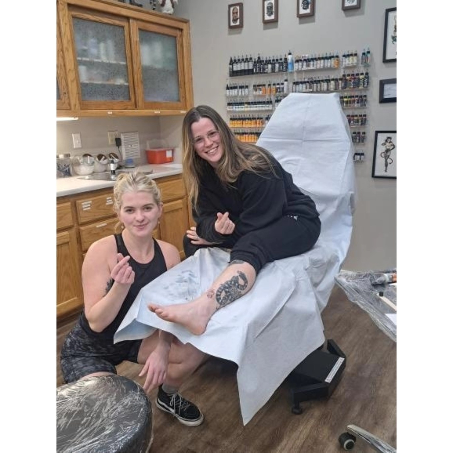 Leg tattoo black and grey tattoo on the leg by The Fabled Tattooist (Alyssa Summers), Eagle Point, Oregon