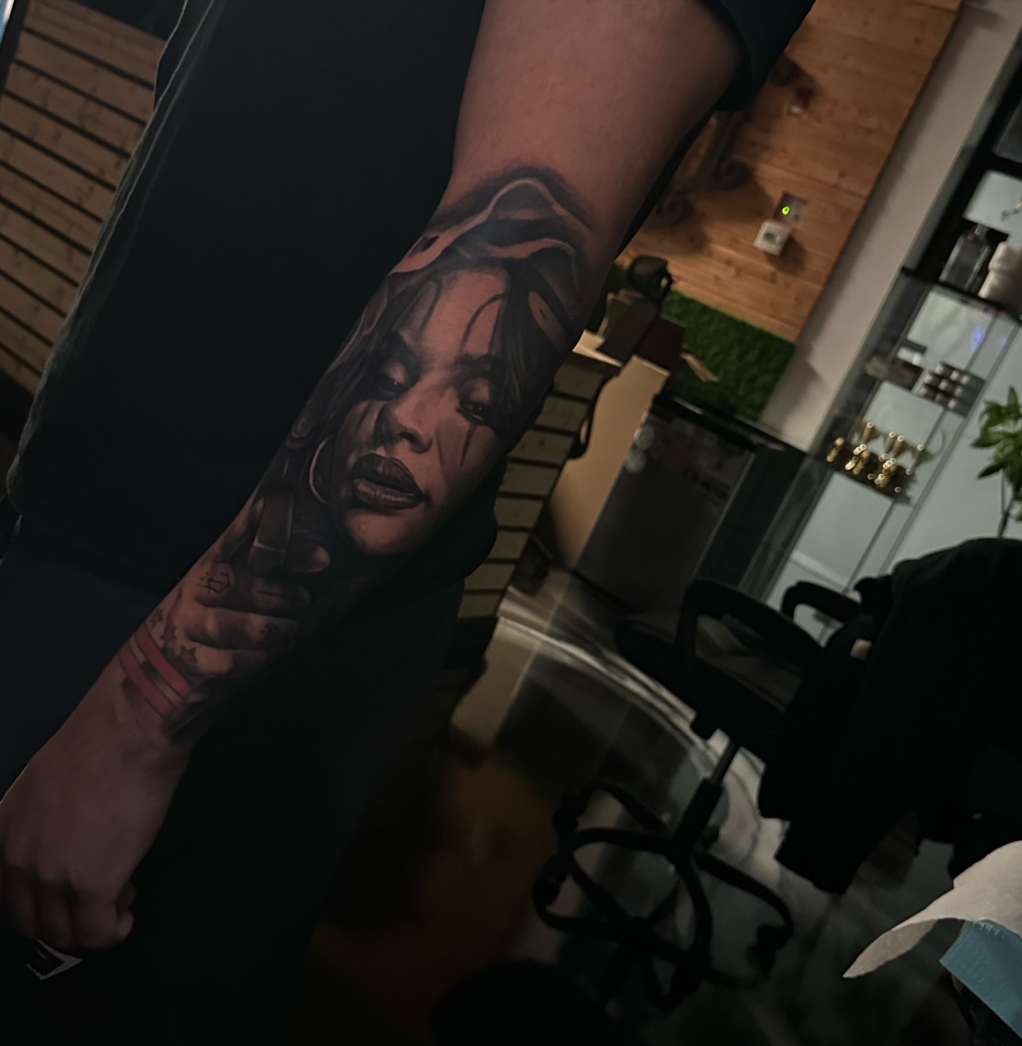 Portrait realism tattoo on the forearm by Lex⛓️