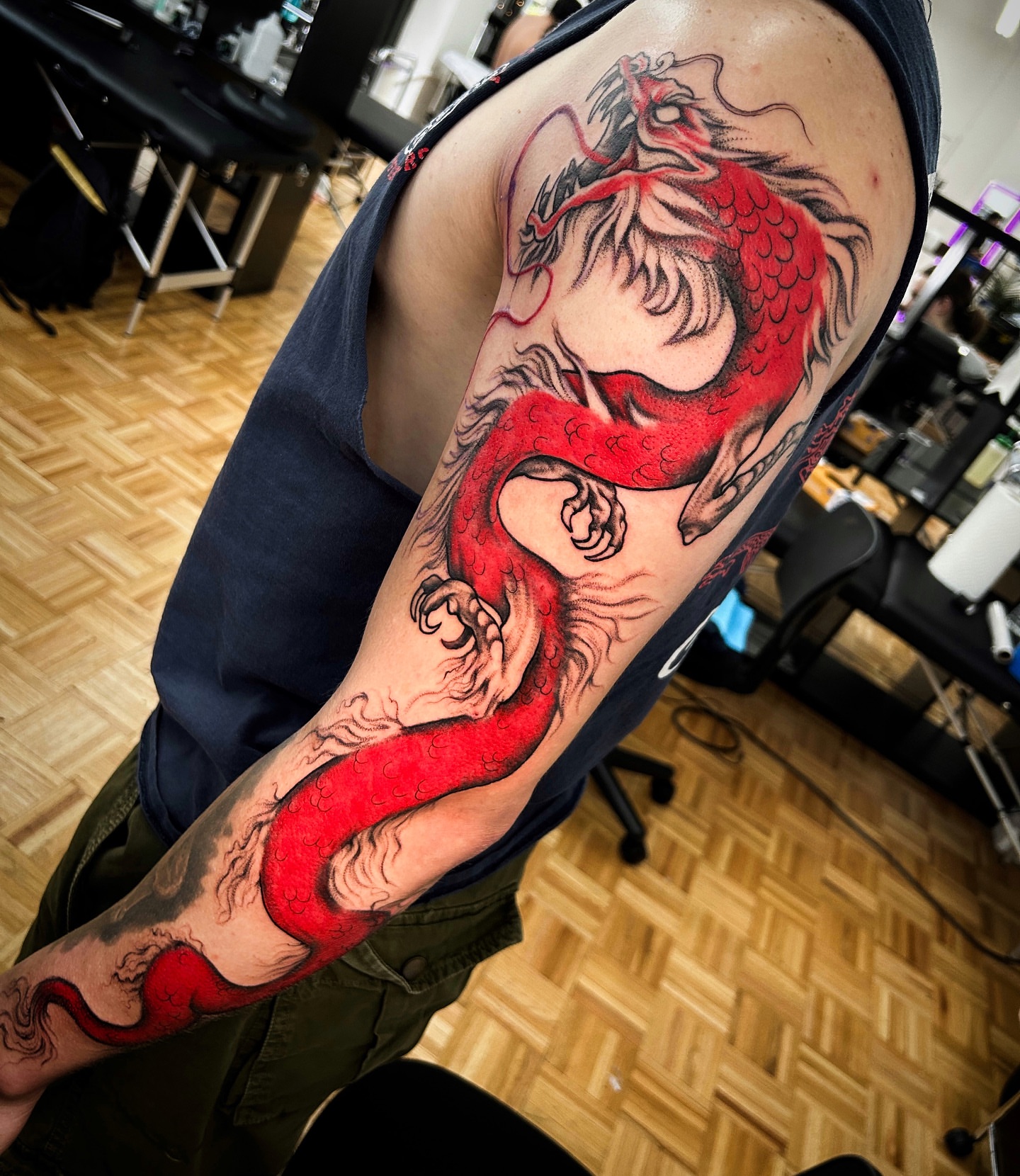Dragon japanese irezumi tattoo on the forearm by Tattoo Seattle Anime Japanese San Francisco