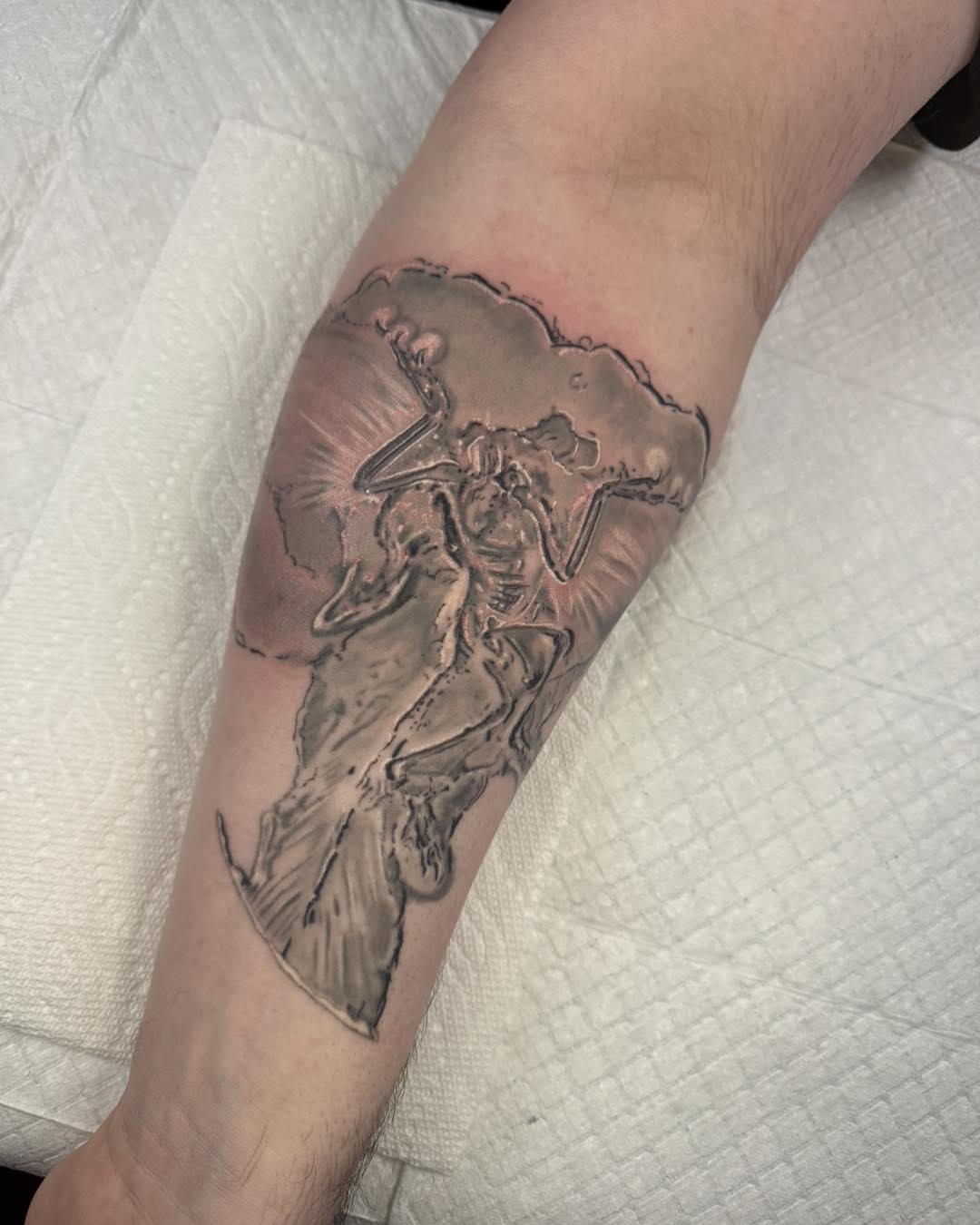 Tattoo by @mandiedoomtattoos — black_and_grey