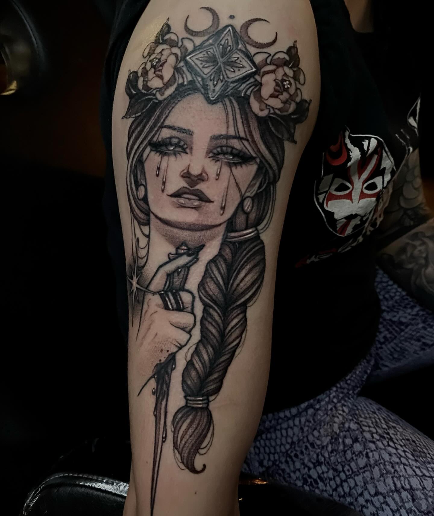Woman with braid realism tattoo on the forearm by 𝔗𝔞𝔶𝔩𝔬𝔯 𝔈𝔩𝔦𝔷𝔞𝔟𝔢𝔱𝔥, Tulsa, Oklahoma