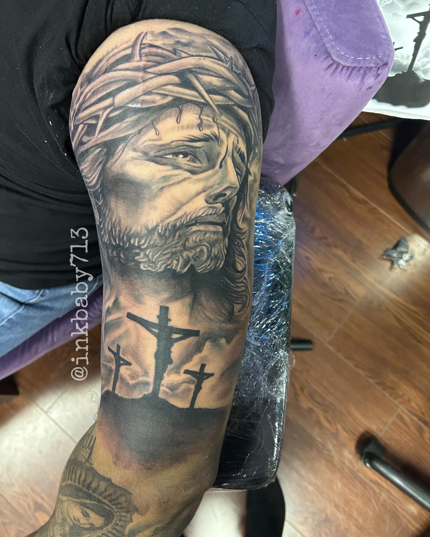 Jesus Christ realism tattoo on the forearm by Ayanna Luna
