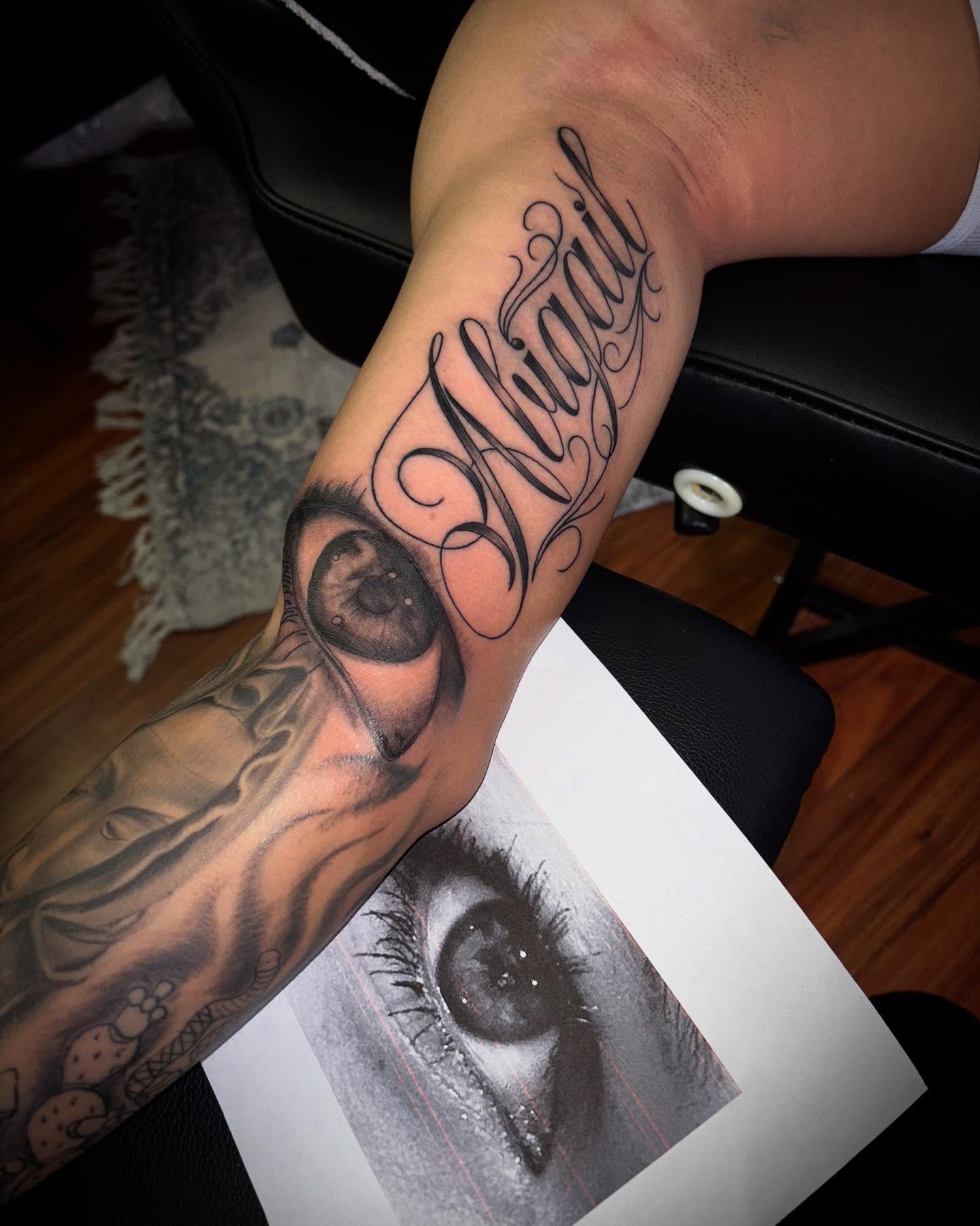 Eye realism tattoo on the forearm by Adrian Ram 🇬🇾🇵🇭