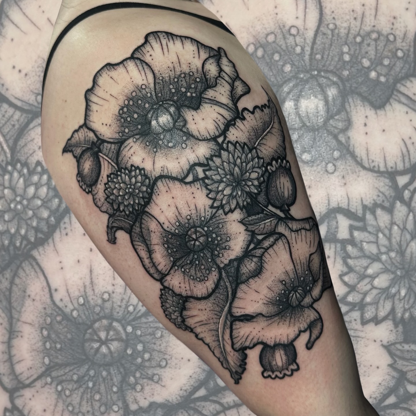 Tattoo by @phantom.tats — dotwork, black_and_grey