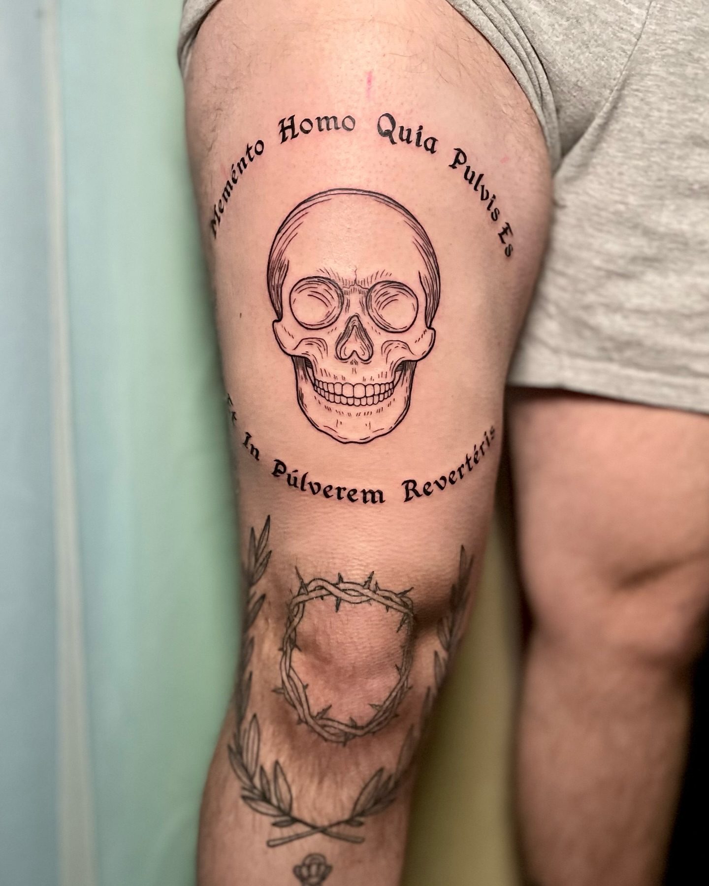 Skull black and grey tattoo on the forearm by Liv