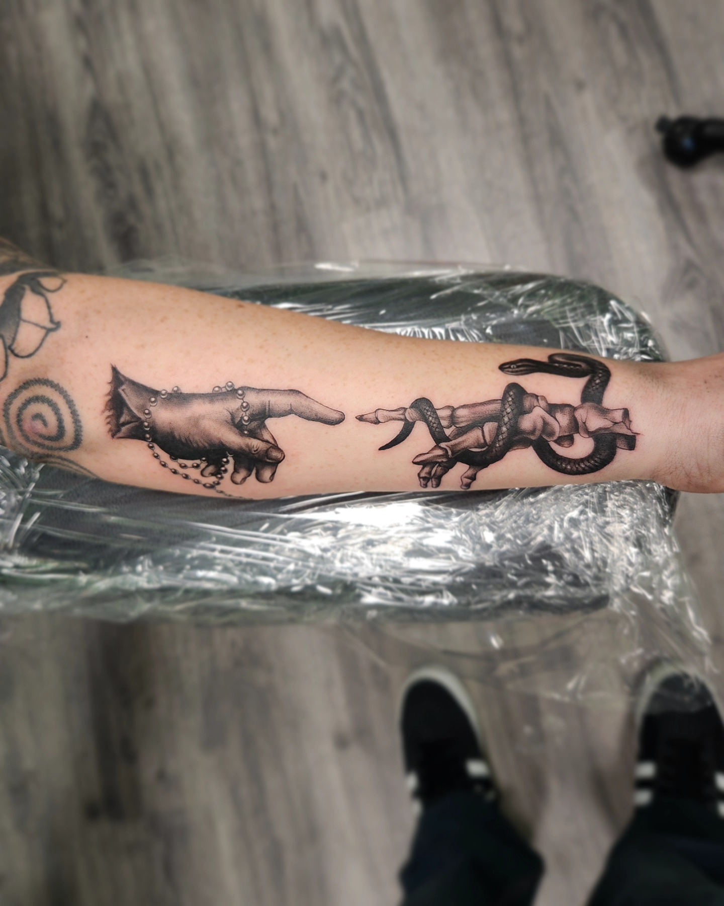 Tattoo by @chrisraymyerstats — black_and_grey, realism