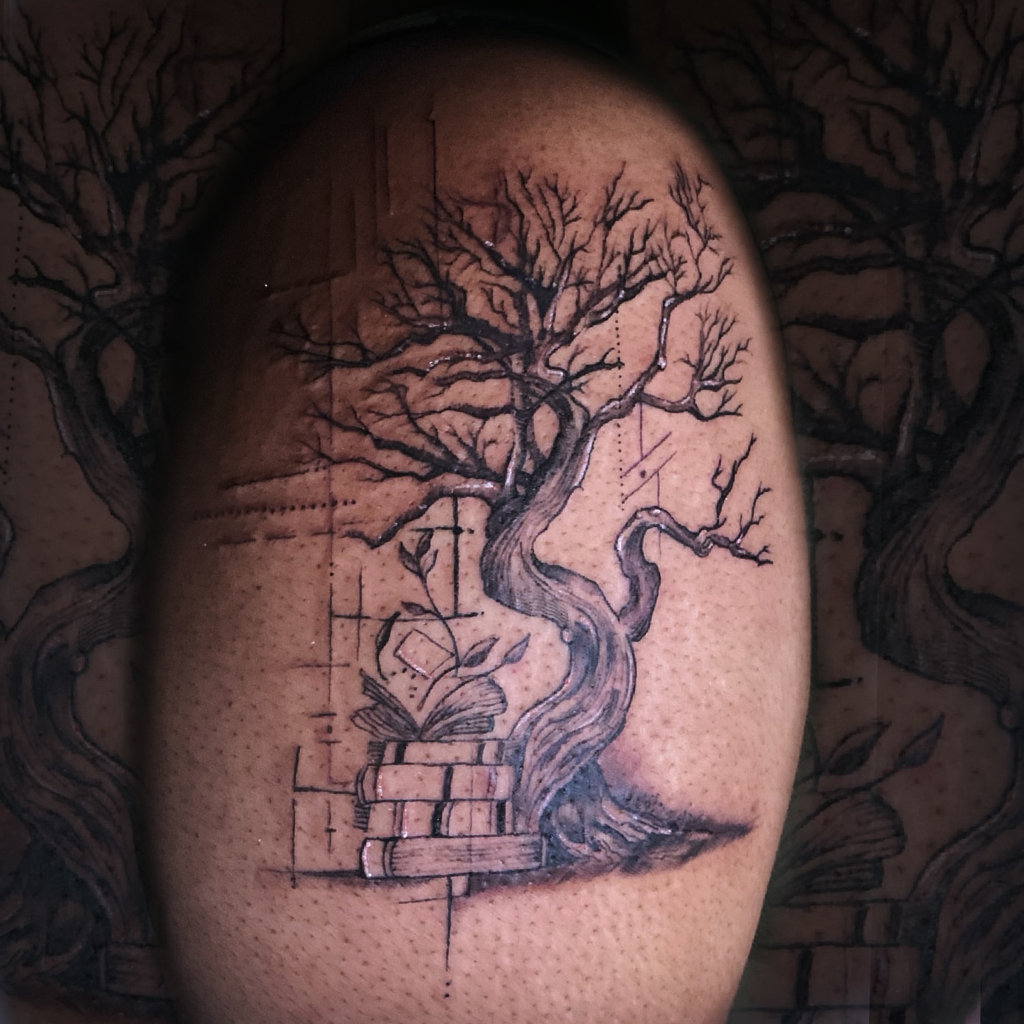 Tattoo by @samrockwell_ink — dotwork, black_and_grey