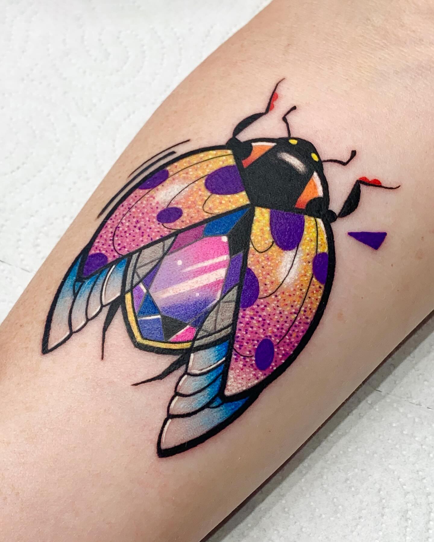 Tattoo by @hurjaesae — dotwork, geometric