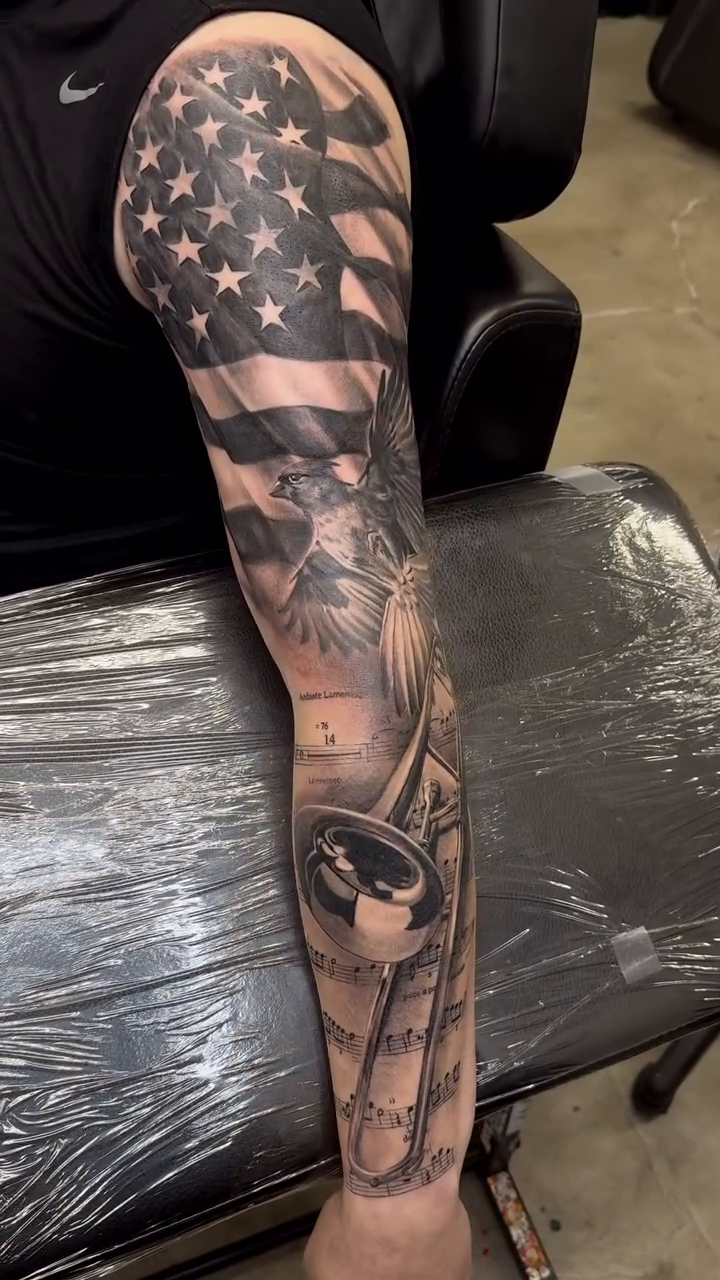 American flag and eagle realism tattoo by Nance⚡