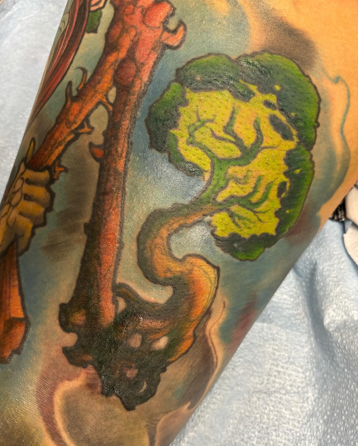 Key and tree American traditional tattoo on the forearm by Rene Chavira