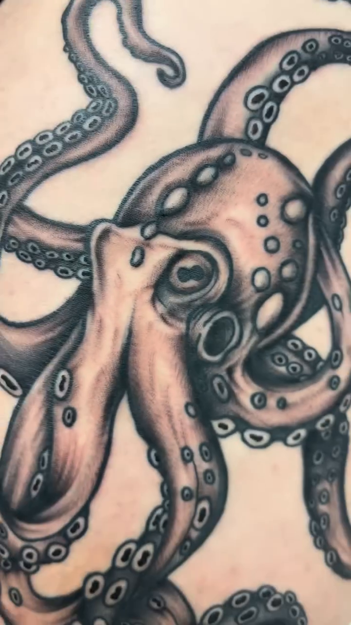 Octopus realism tattoo by Ryan Walker