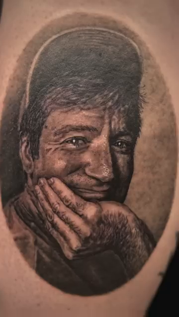 Portrait of a man realism tattoo by Iconic Ink, Millbury, Massachusetts