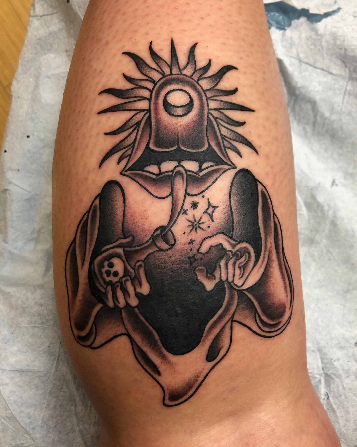 Tattoo by @electric_phantom — black_and_grey