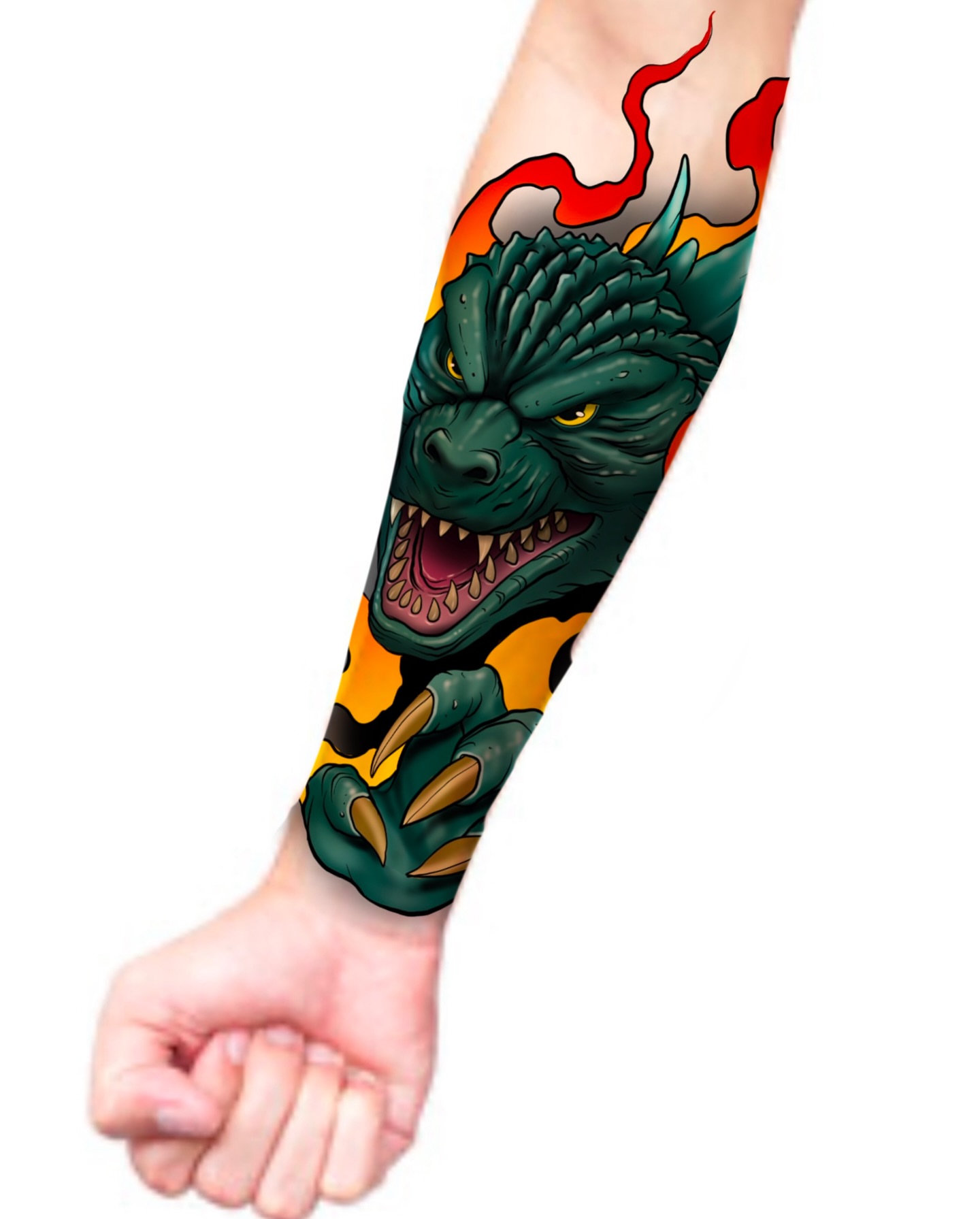 Demon American traditional tattoo on the forearm by James Mullin