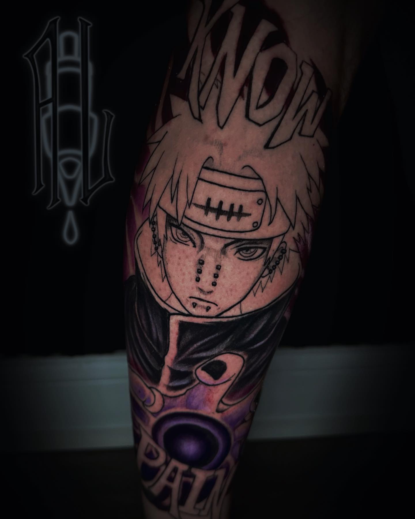Anime character anime tattoo on the forearm by Andrew Luce