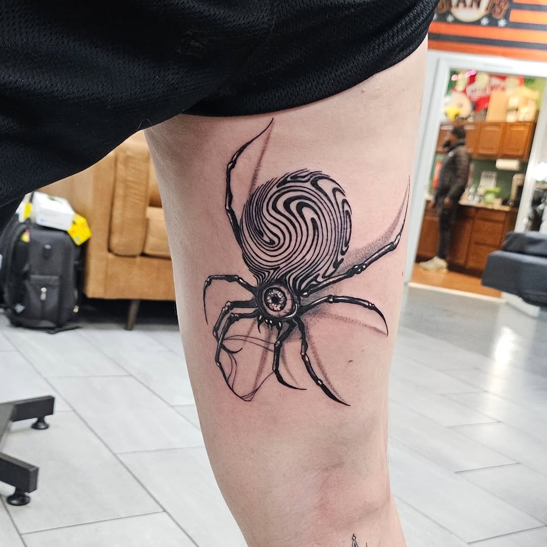 Tattoo by @kmotattoos — black_and_grey, surrealism