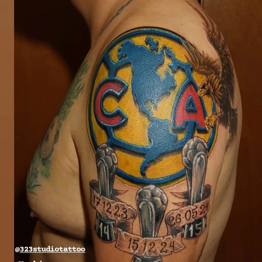 Club america logo American traditional tattoo on the shoulder by Hoa King